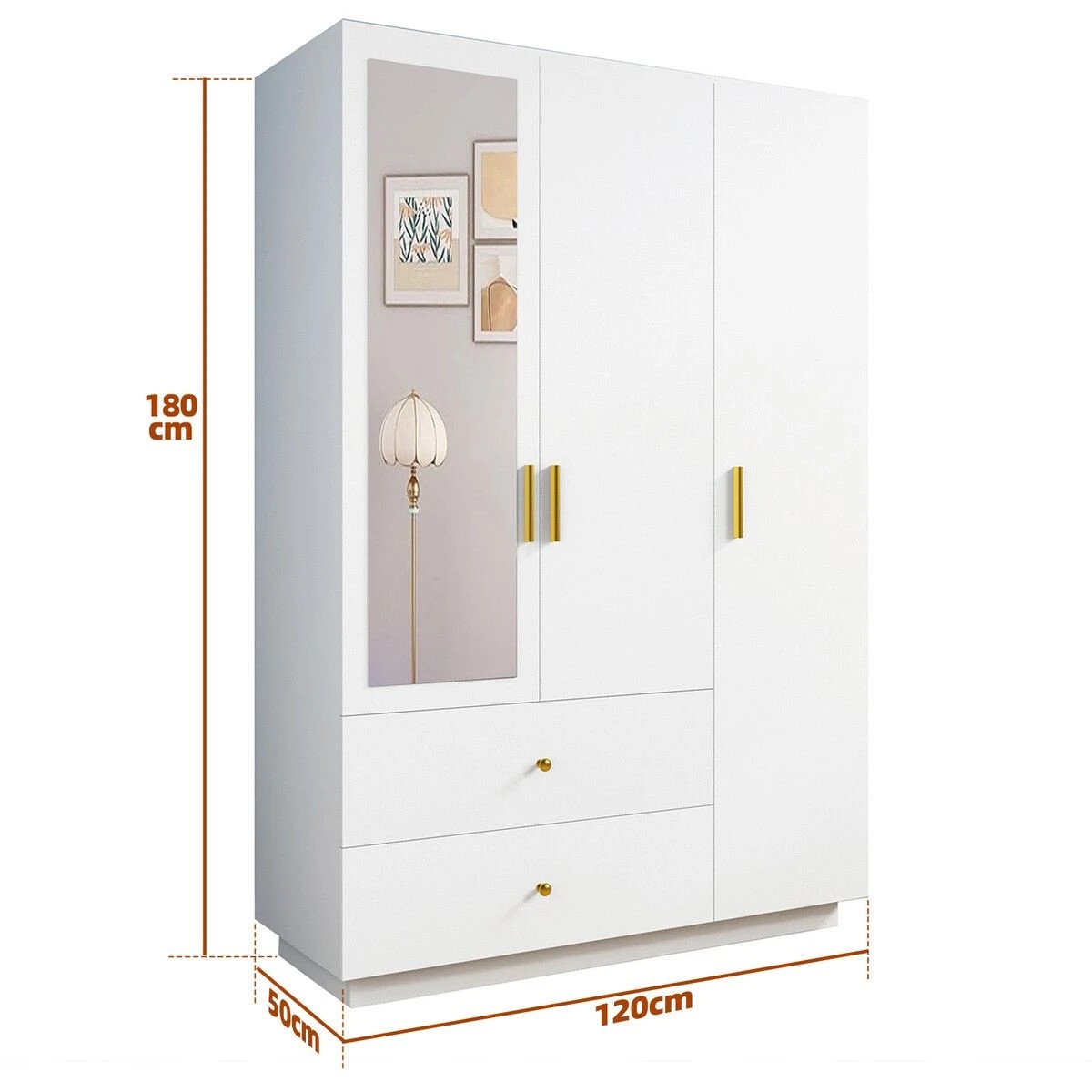 6 LUXSUITE Mirrored Wardrobe Cabinet Dresser LED, 6 of 8