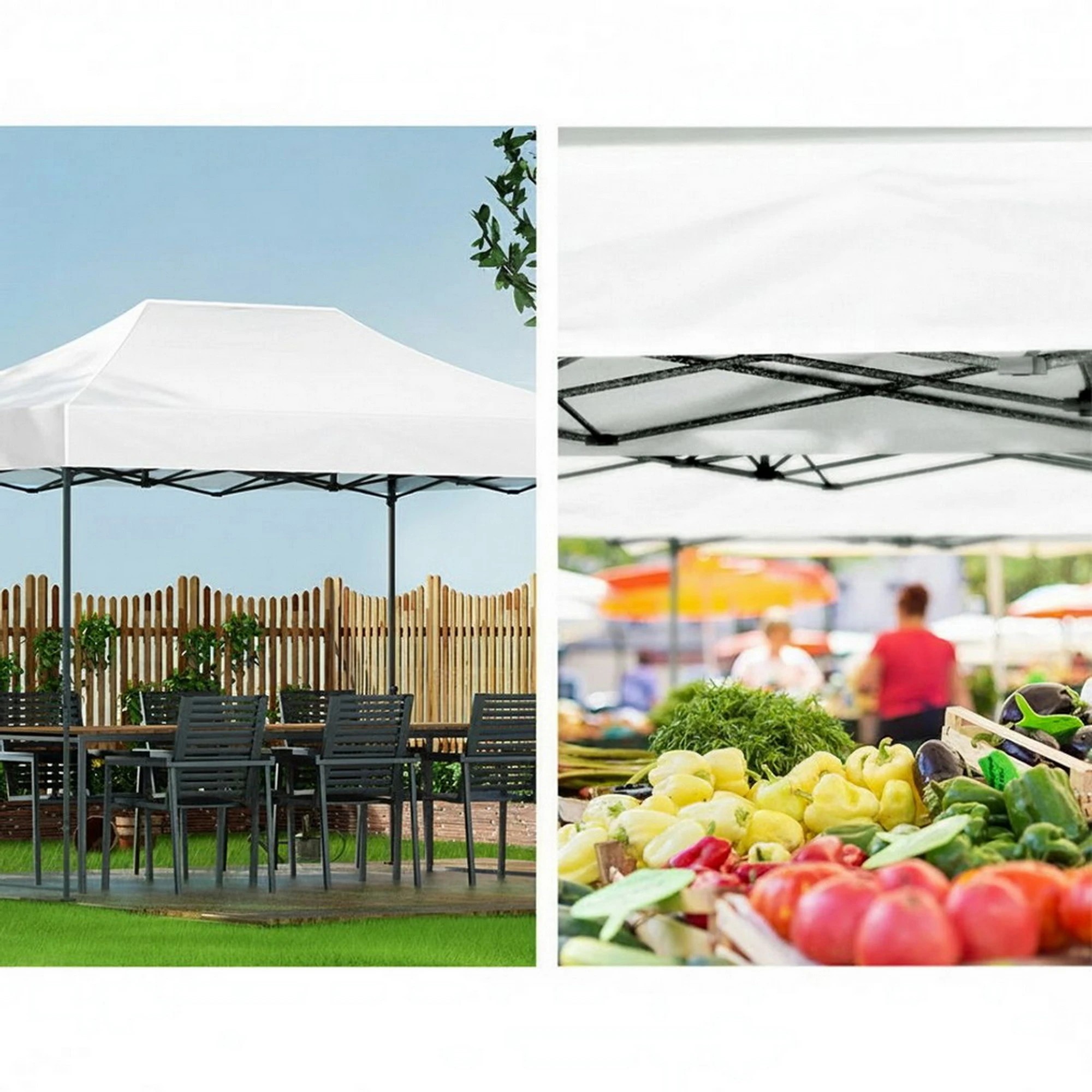 6 Instahut Gazebo Pop Up Marquee  Folding Tent 500D Oxford Fabric - White, 6 of 10