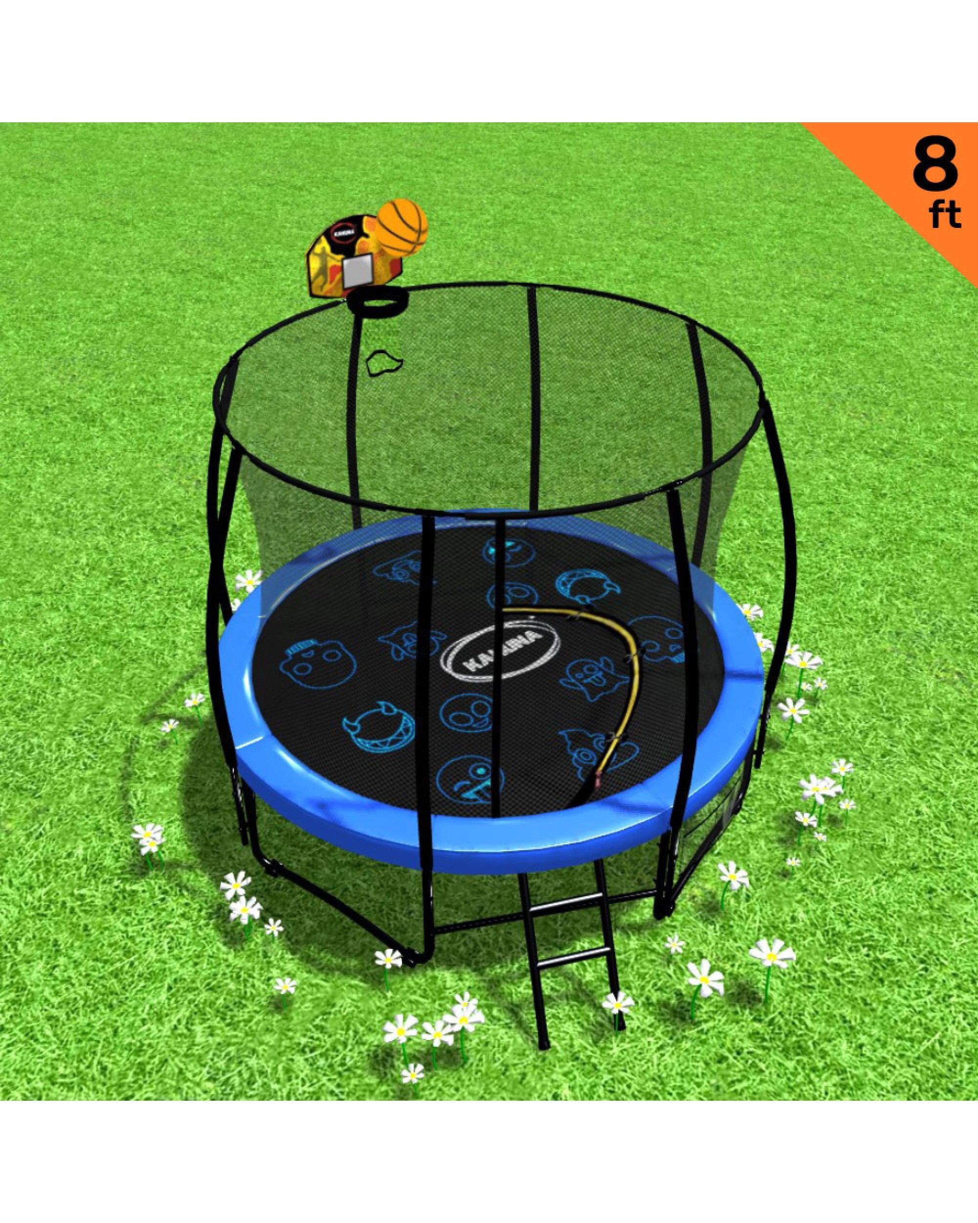 2 Kahuna Pro 8 ft Trampoline with Mat, Reversible Pad, Basketball Set, 2 of 10