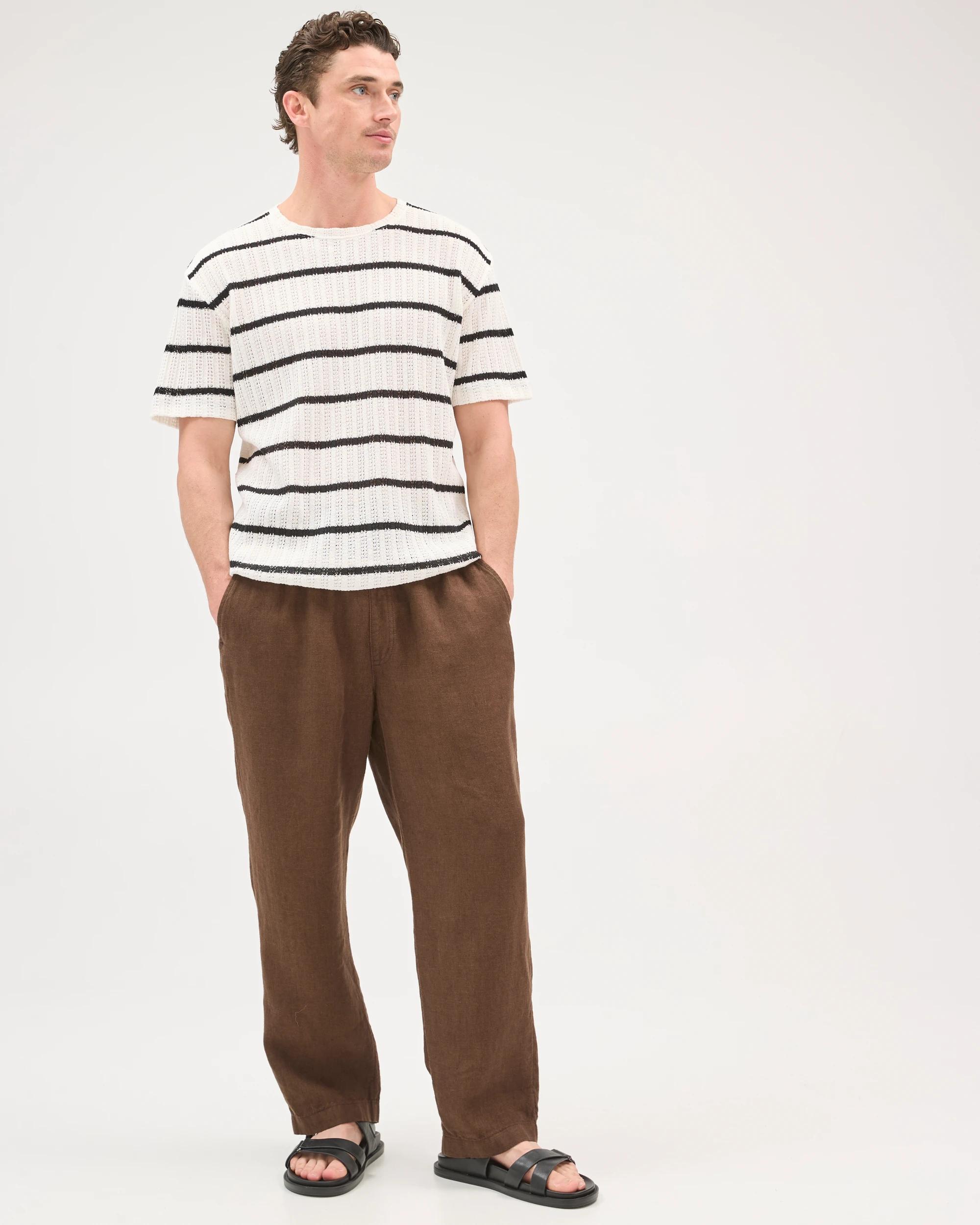 1 Target Man Australian Cotton Blend Pointelle Stripe T-Shirt NEUTRAL, 1 of 6