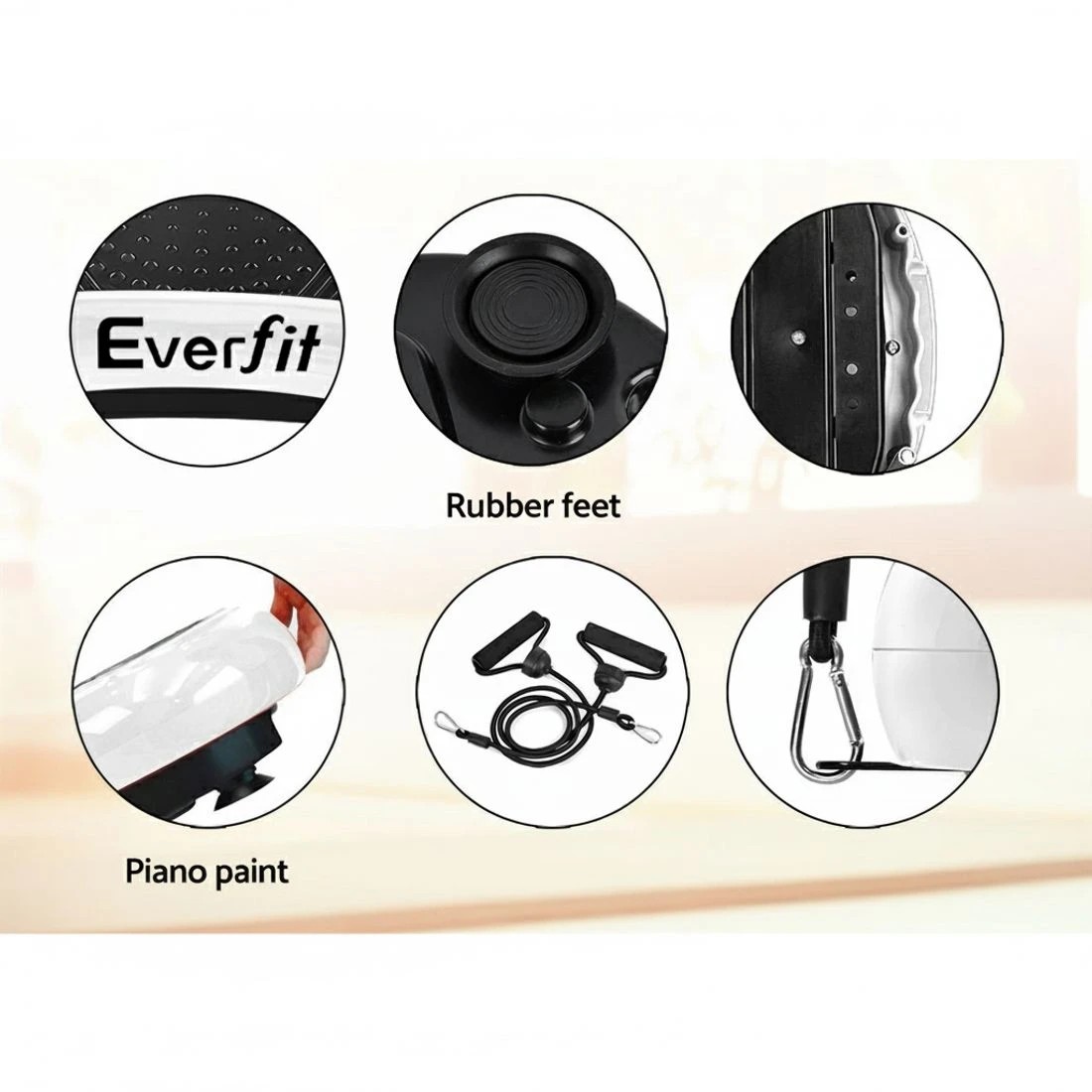 7 Everfit Vibration Machine Platform Vibrator Resistance Rope Home Fitness - White, 7 of 8