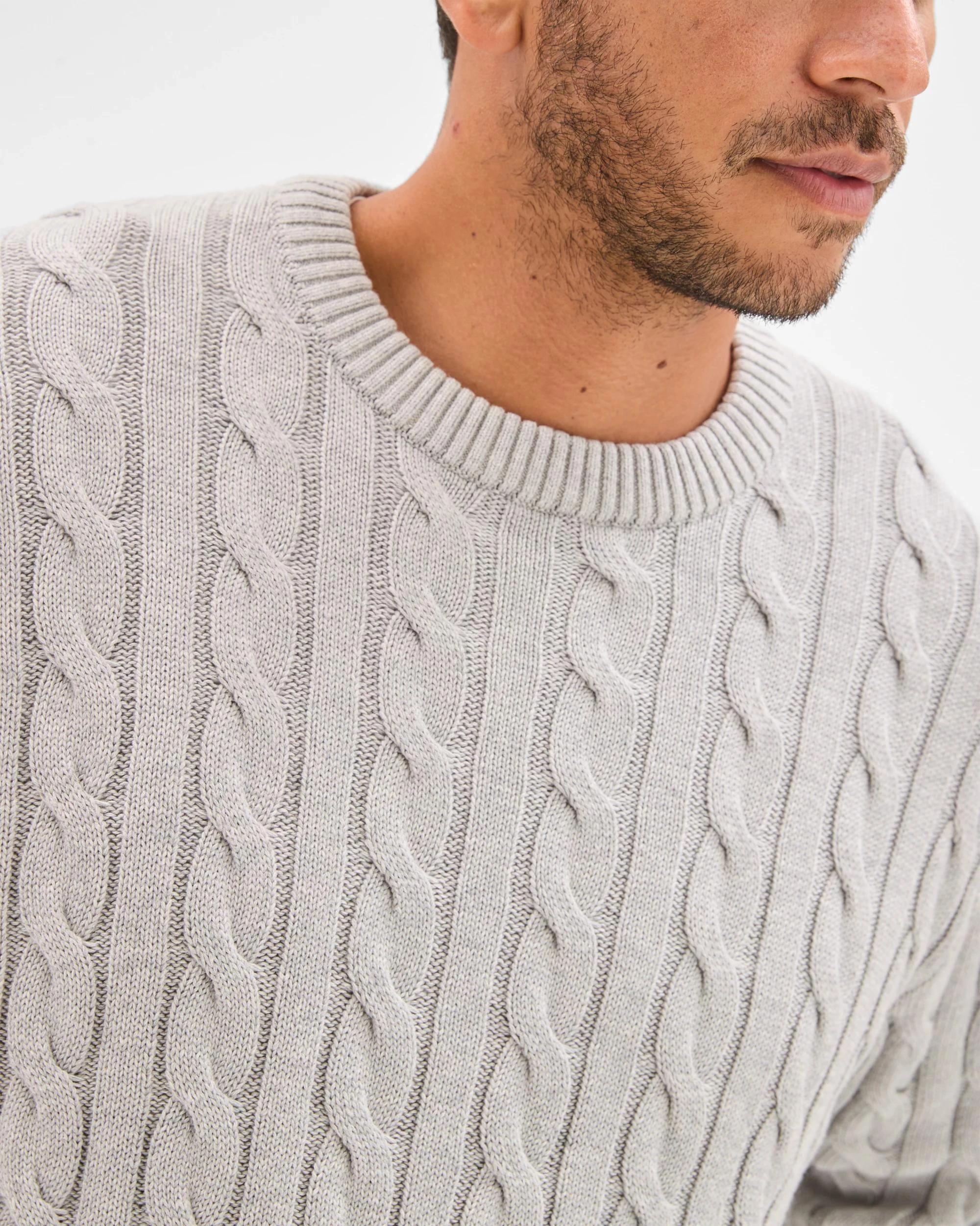 5 Target Man Australian Cotton Midweight Cable Knit Sweater GREY MARLE, 5 of 6