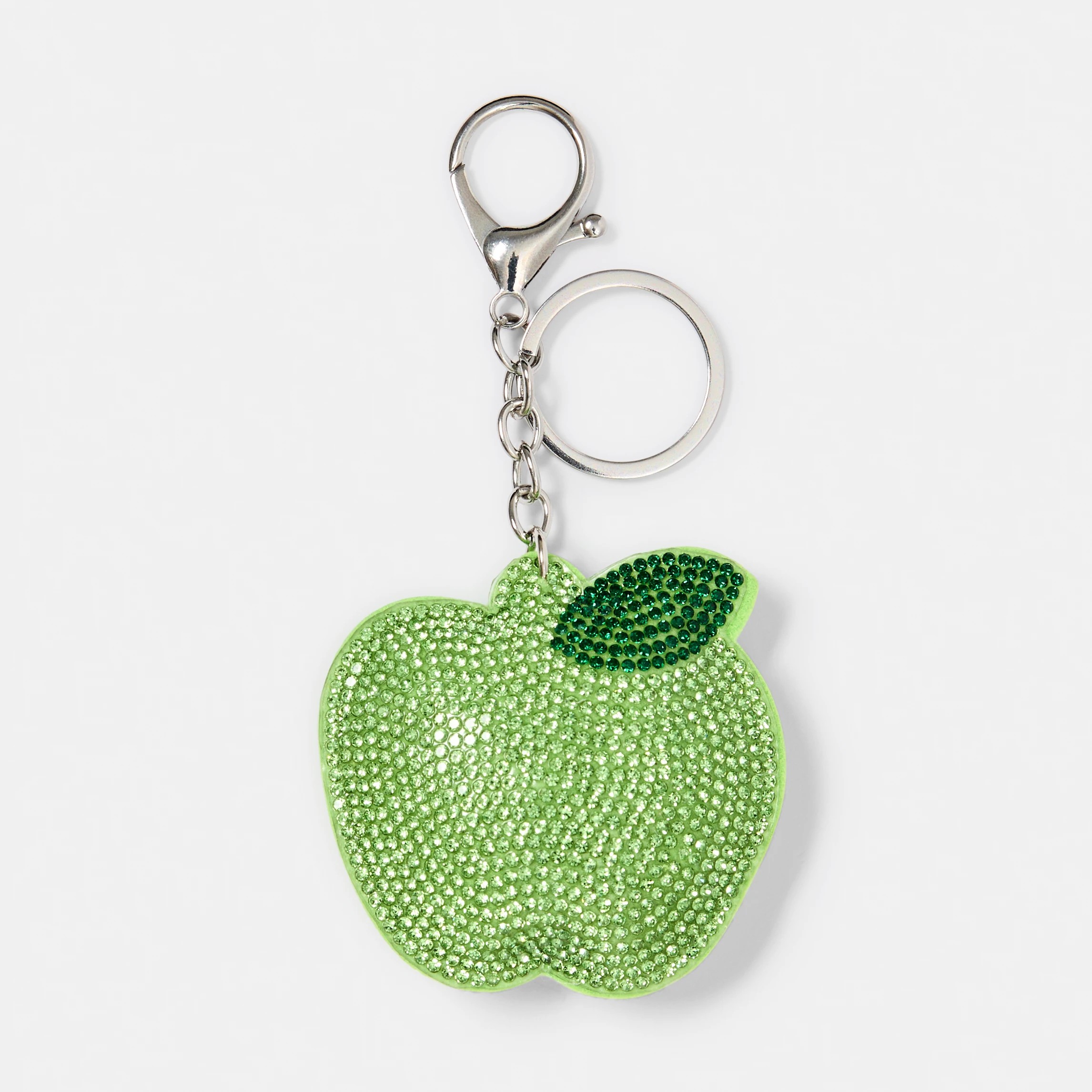1 Sparkle Apple Bag Charm Keyring - Silver Tone, 1 of 3