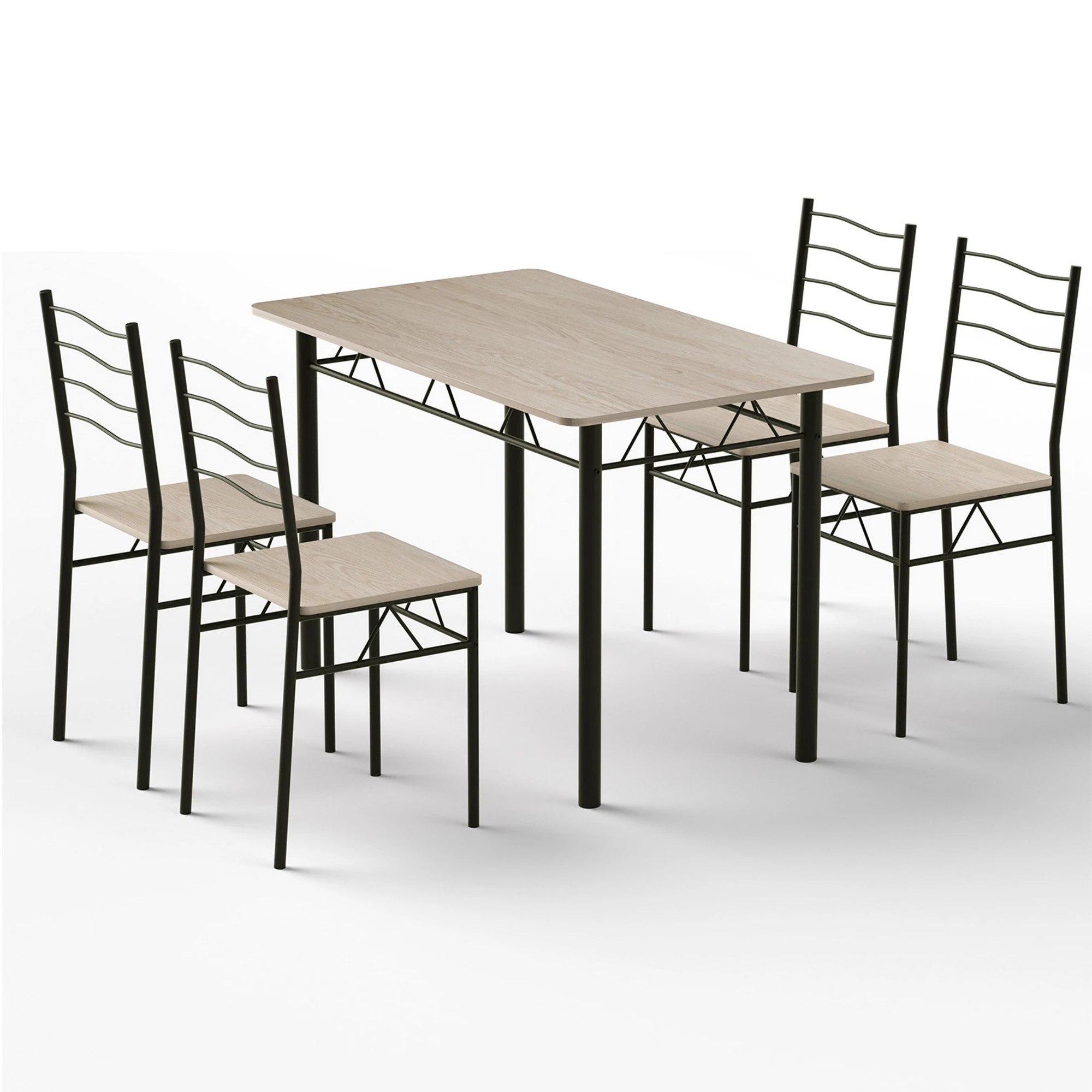 1 Artiss Dining Table and Chairs Set of 5 Compact Kitchen Furniture Modern - Natural, 1 of 6