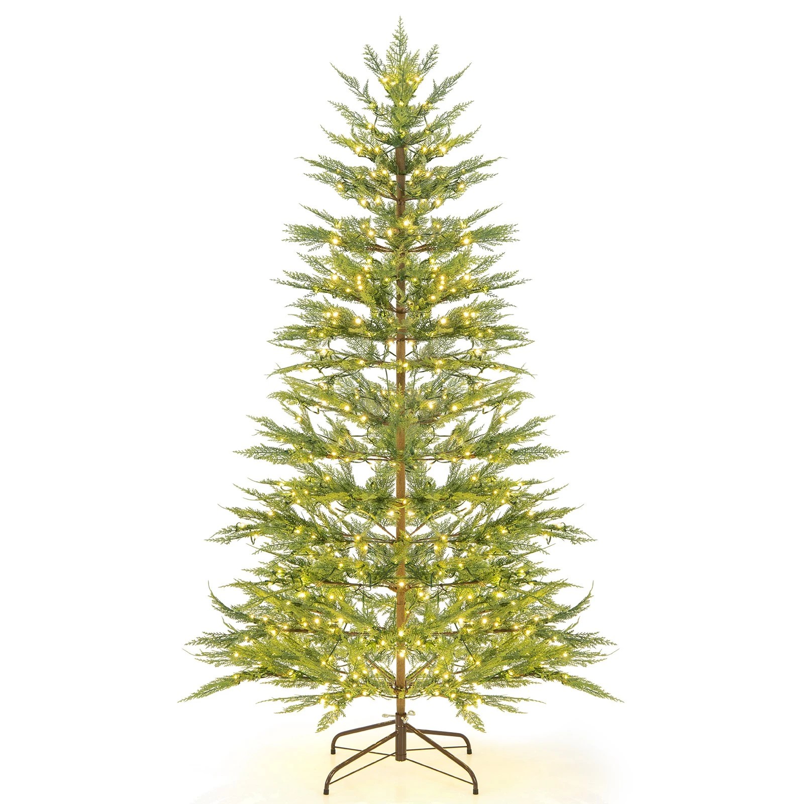 1 Costway 1.95M Pre-Lit Christmas Tree Faux Cypress Leaves w/Auto Timer & 430 LEDs, 1 of 3