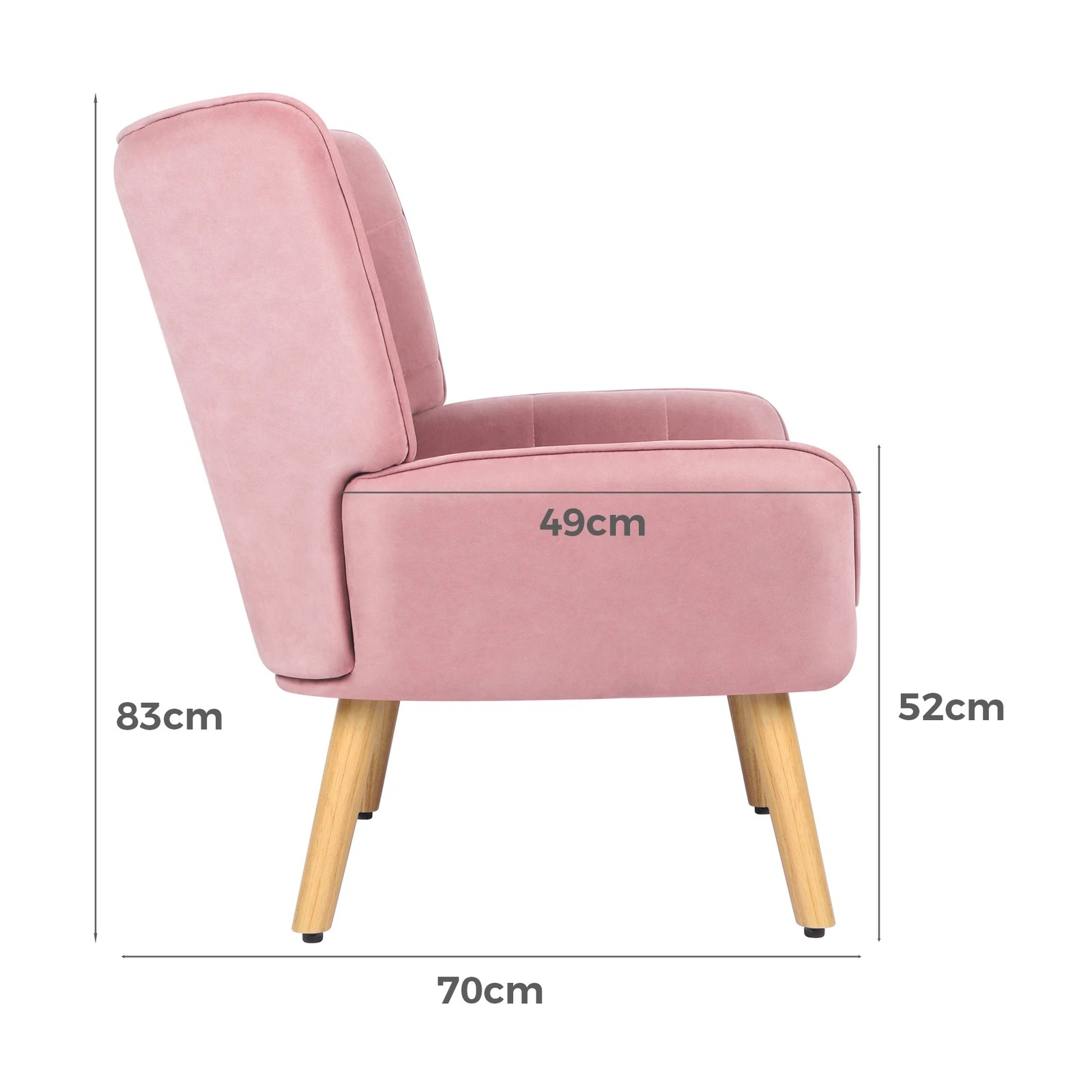 7 Alfordson Armchair Accent Chair Upholstered Lounge Sofa Tub Couch Velvet - Pink, 7 of 9