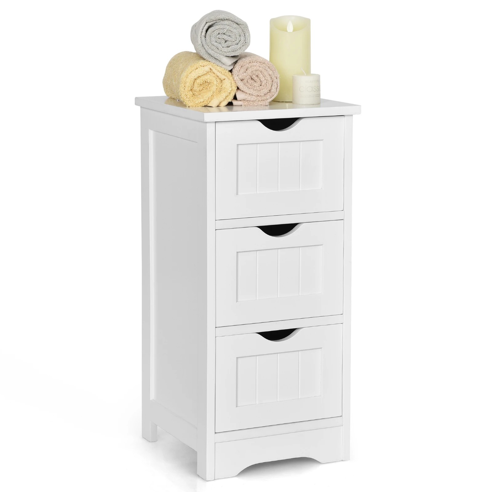 3 Costway 3-Drawers Storage Cabinet Freestanding Beside Table, 3 of 4