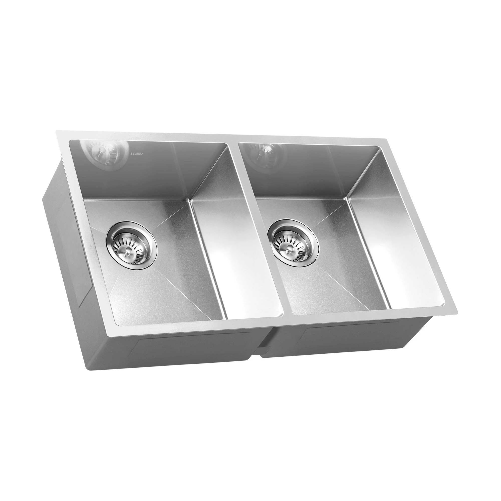 4 Welba Kitchen Sink Stainless Steel Basin Double Under/Top/Flush Mount - Silver, 4 of 6