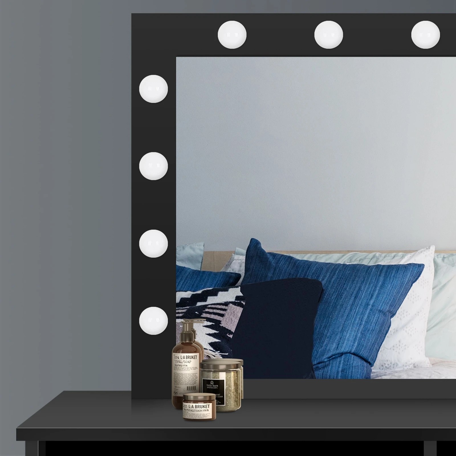 7 Alfordson Dressing Table Stool Set Makeup Mirror Desk LED 12 Bulbs - Black, 7 of 10