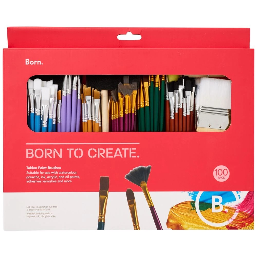 1 Born Taklon Value Paintbrush 100 Pack, 1 of 3