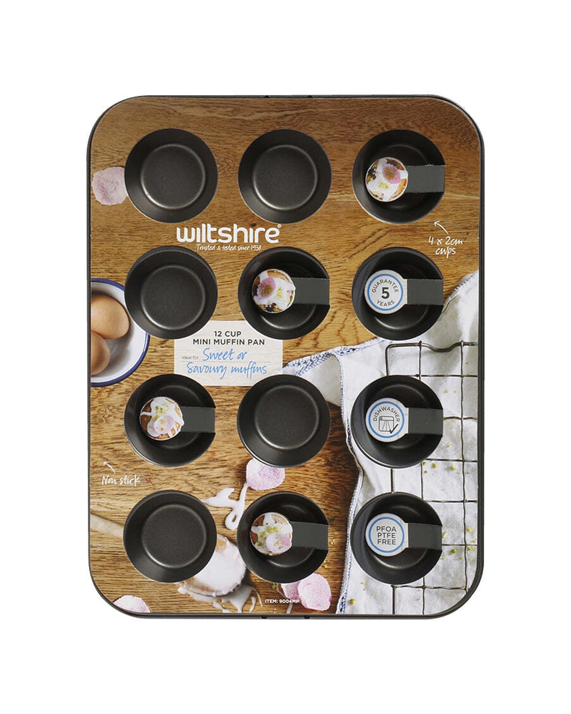 2 Wiltshire Easybake 12 Cup Non-stick Mini Muffin/cupcakes Baking Tray Pan
 - Black, 2 of 3