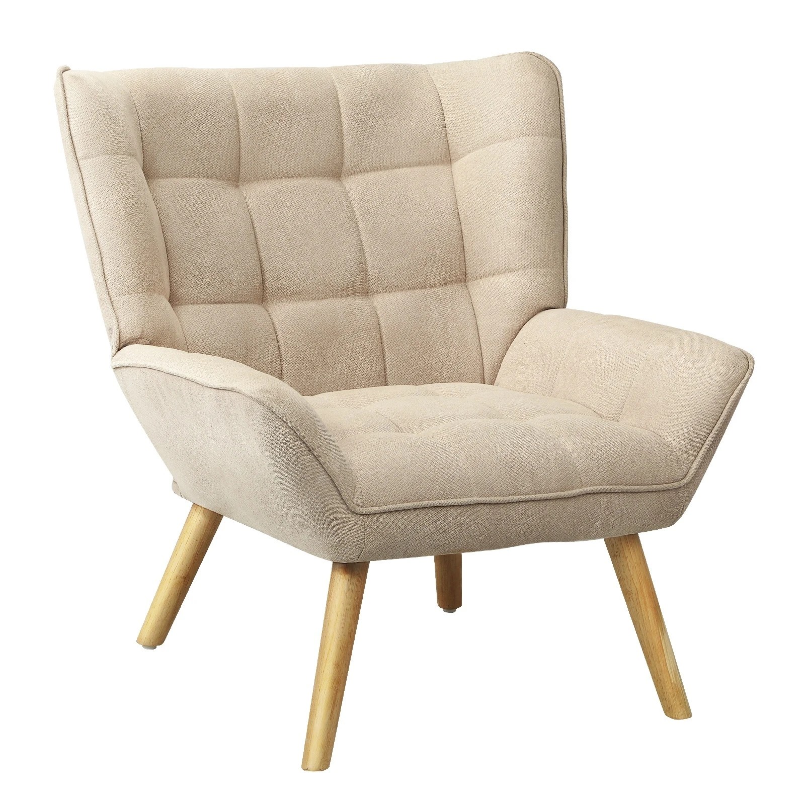 1 Oikiture Armchair Accent Chairs Sofa Lounge Fabric Upholstered Tub Chair
 - Beige, 1 of 10
