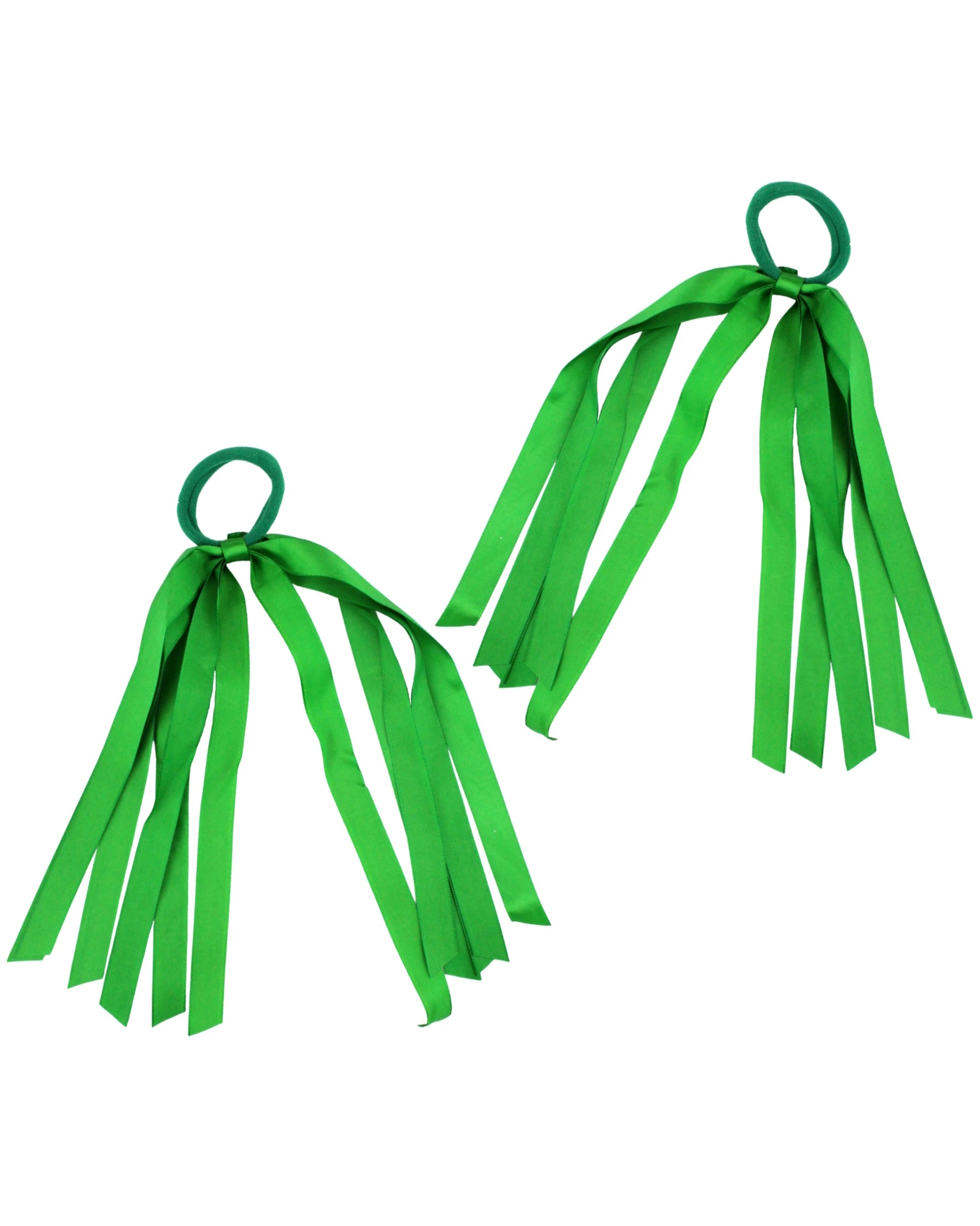 1 Party Planet Green Ribbon Hair Ties Pack of 2 - Green, 1 of 3