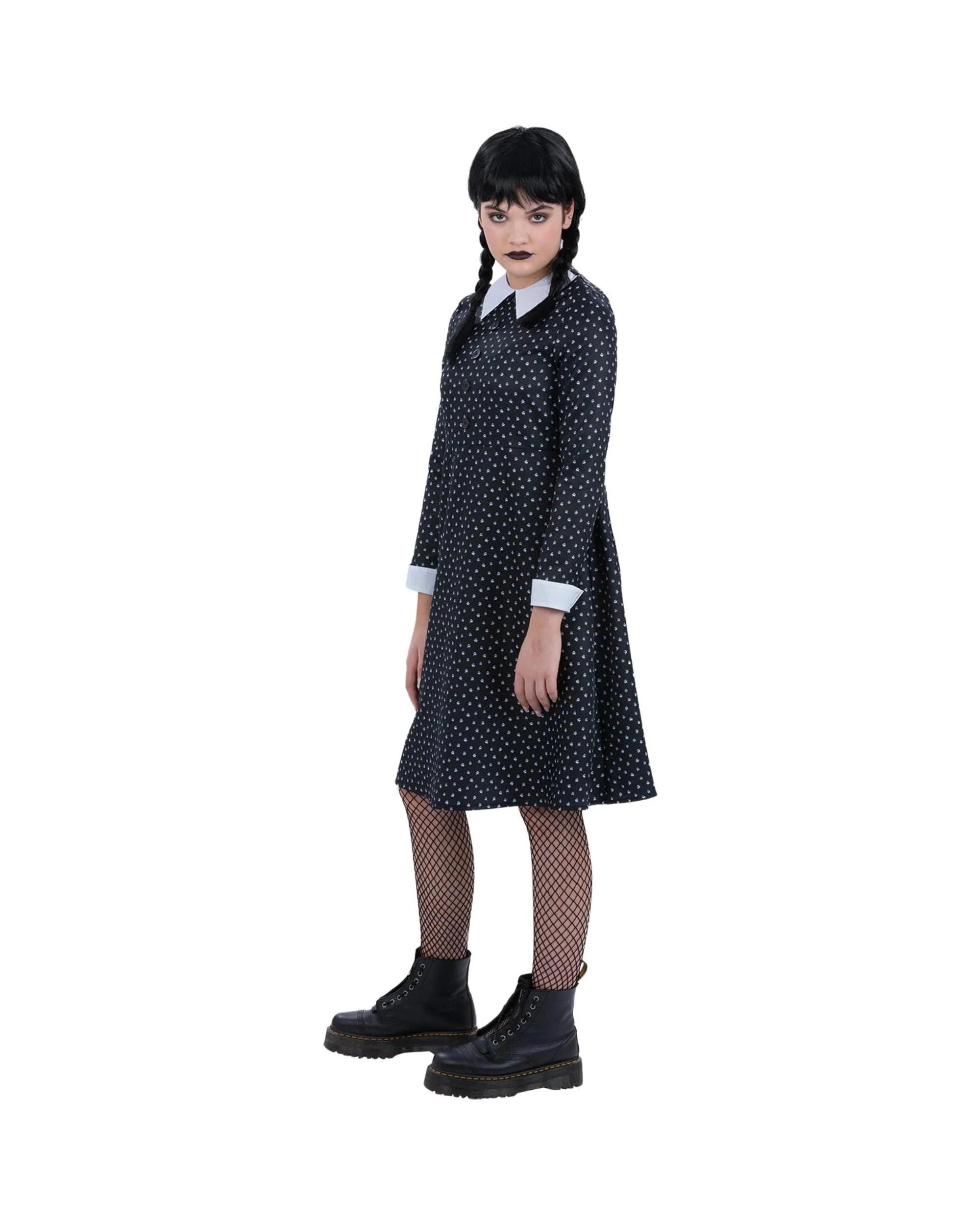 2 Gothic School Girl Spotted Dress Child Costume Size M 7-9 Years, 2 of 5