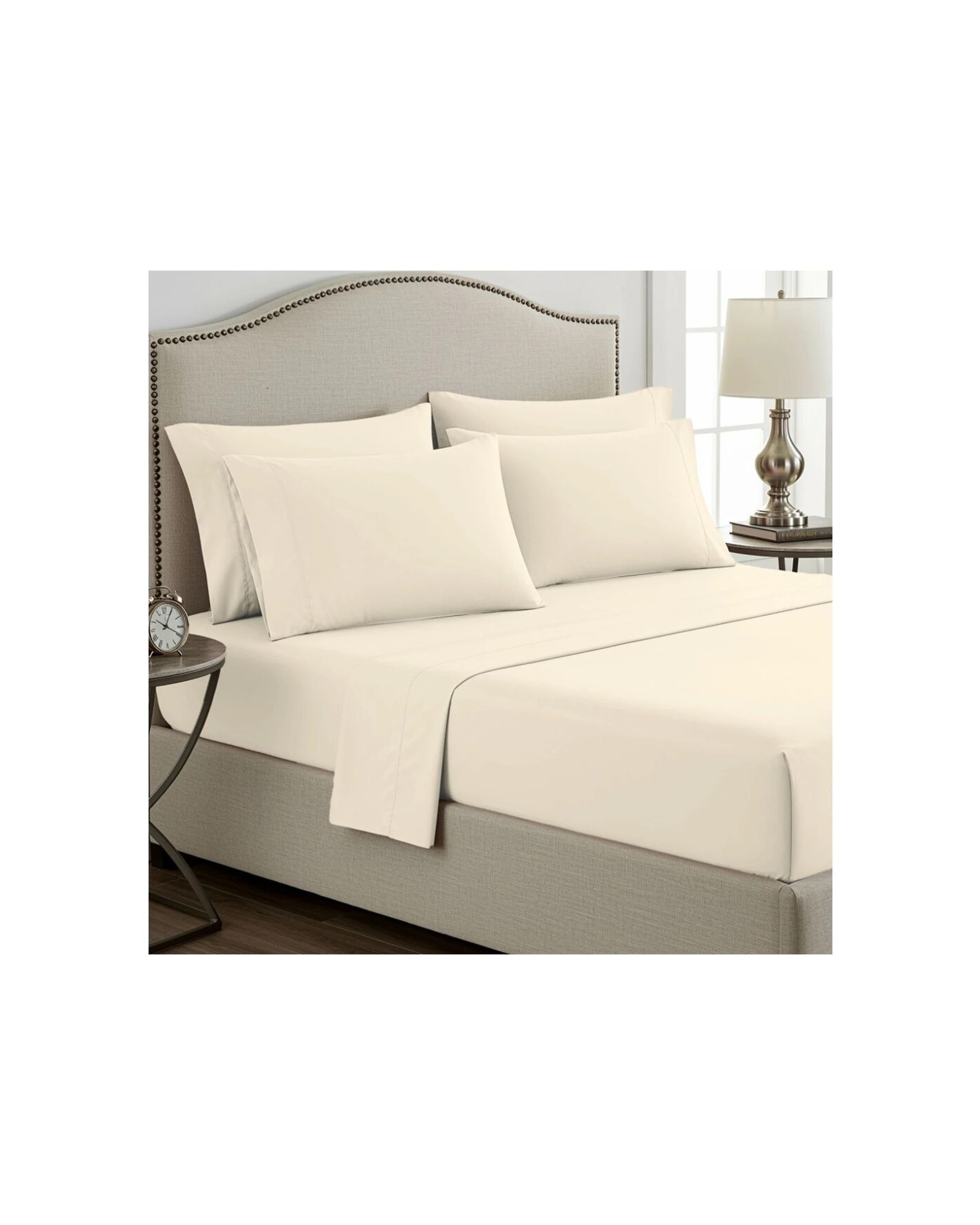 1 Grosvenor House Dyed Bamboo Cotton Bed Sheet Sets 400TC - Single Bed - Beige, 1 of 3