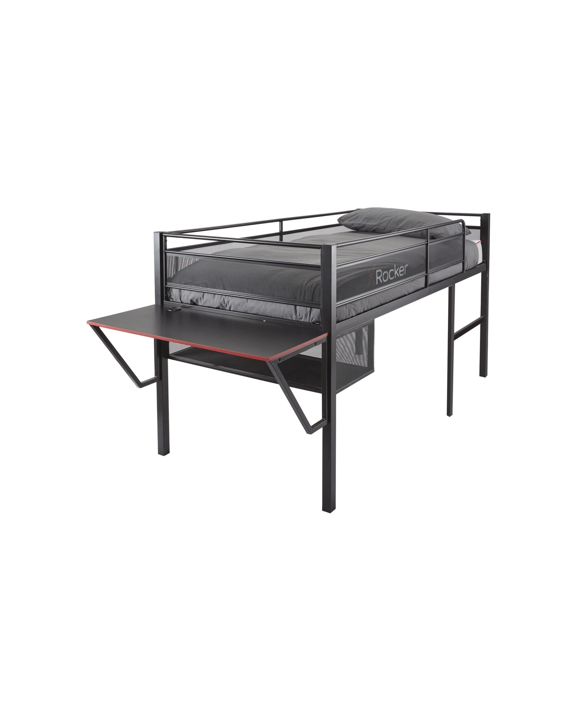 1 X Rocker Sanctum Gaming Mid Sleeper Elevated Bed W/ Gaming Desk/shelf Black
 - Black, 1 of 7