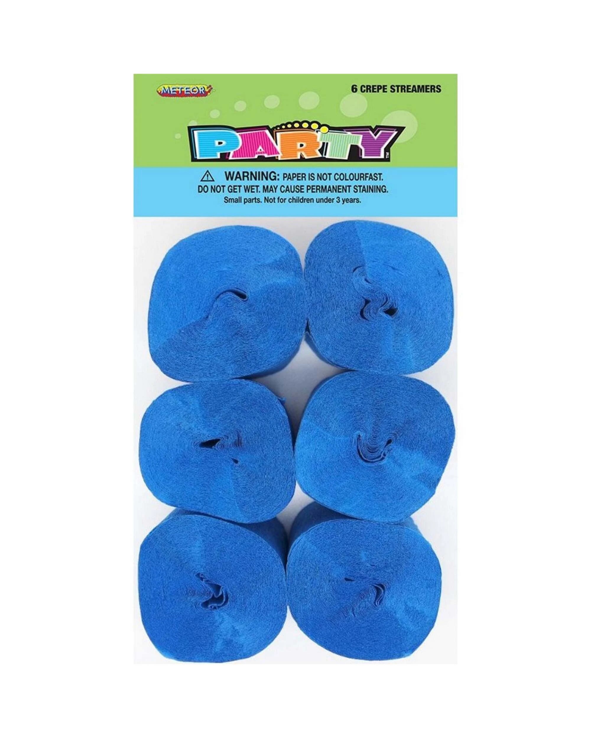 1 Blue Crepe Streamers (Pack of 6) - Blue, 1 of 1