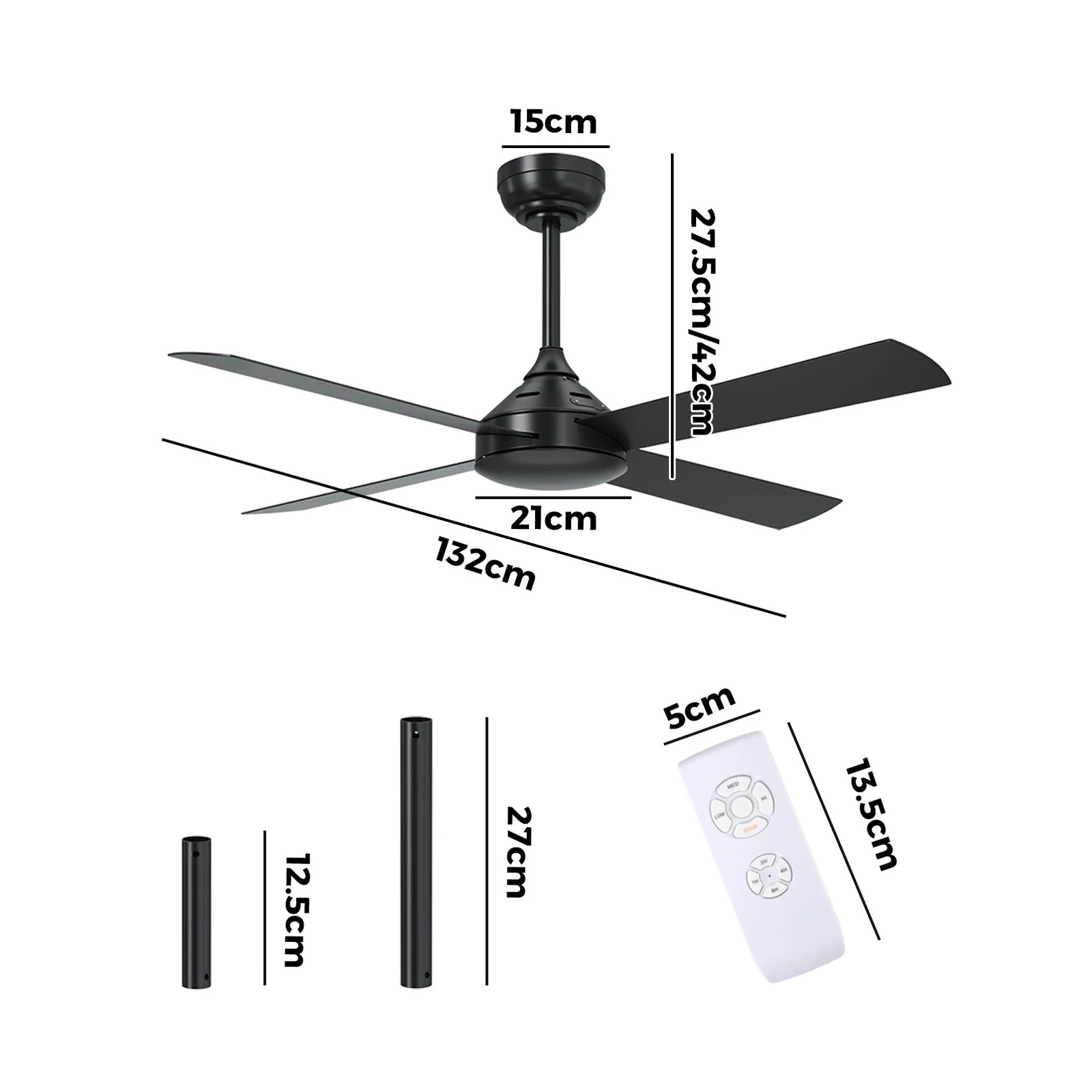 2 Vevare 52" Ceiling Fan AC Motor with Remote Control, 2 of 10