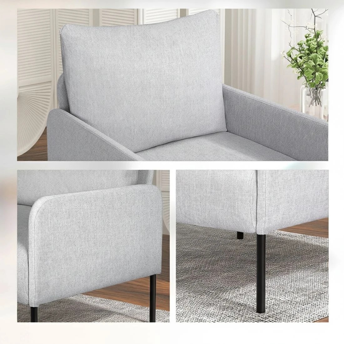 4 Artiss Armchair 4 Seater Sofa Set Pillow Gery Kane - Grey, 4 of 5