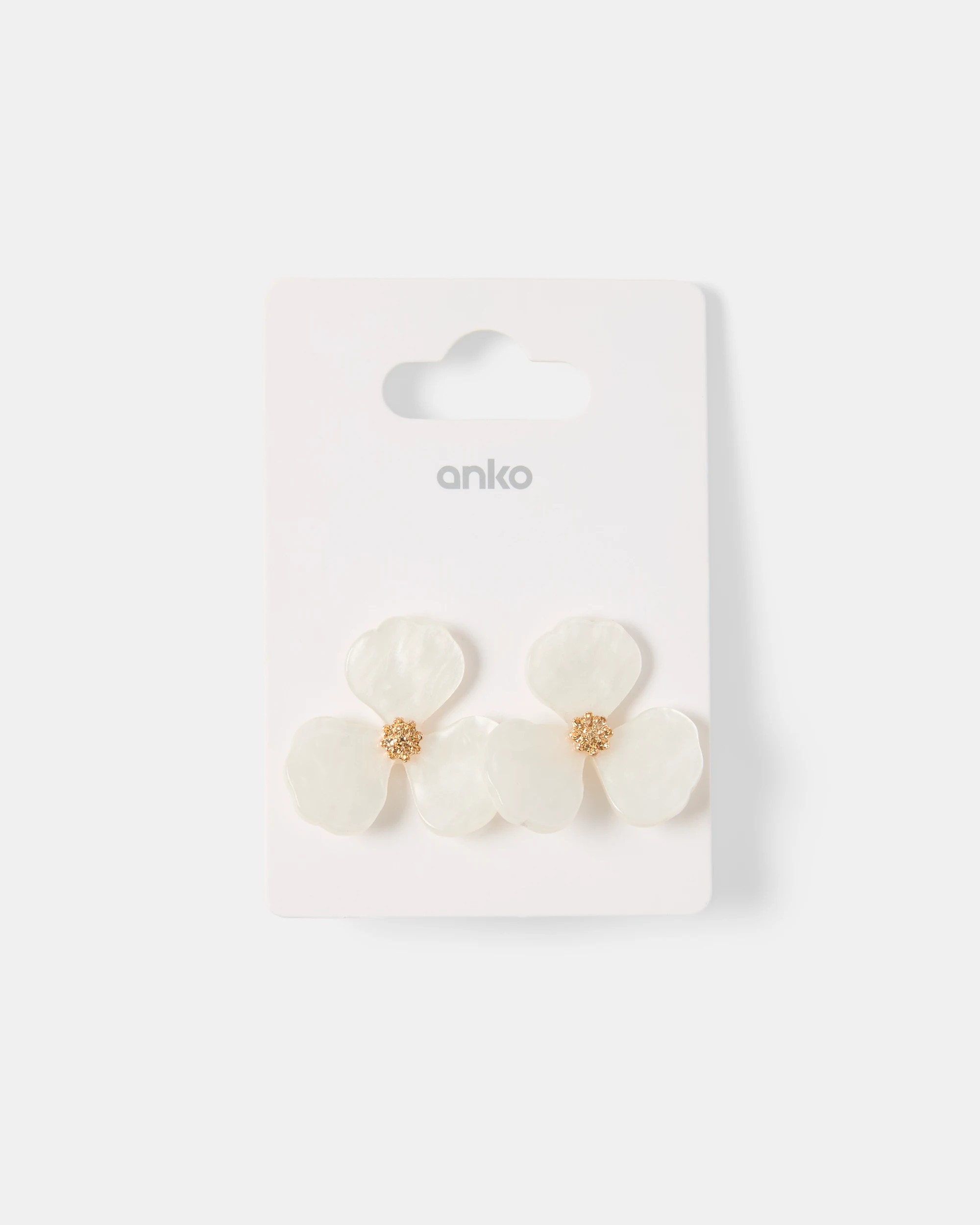 4 Flower Stud Earrings - Gold Tone and Ivory, 4 of 4