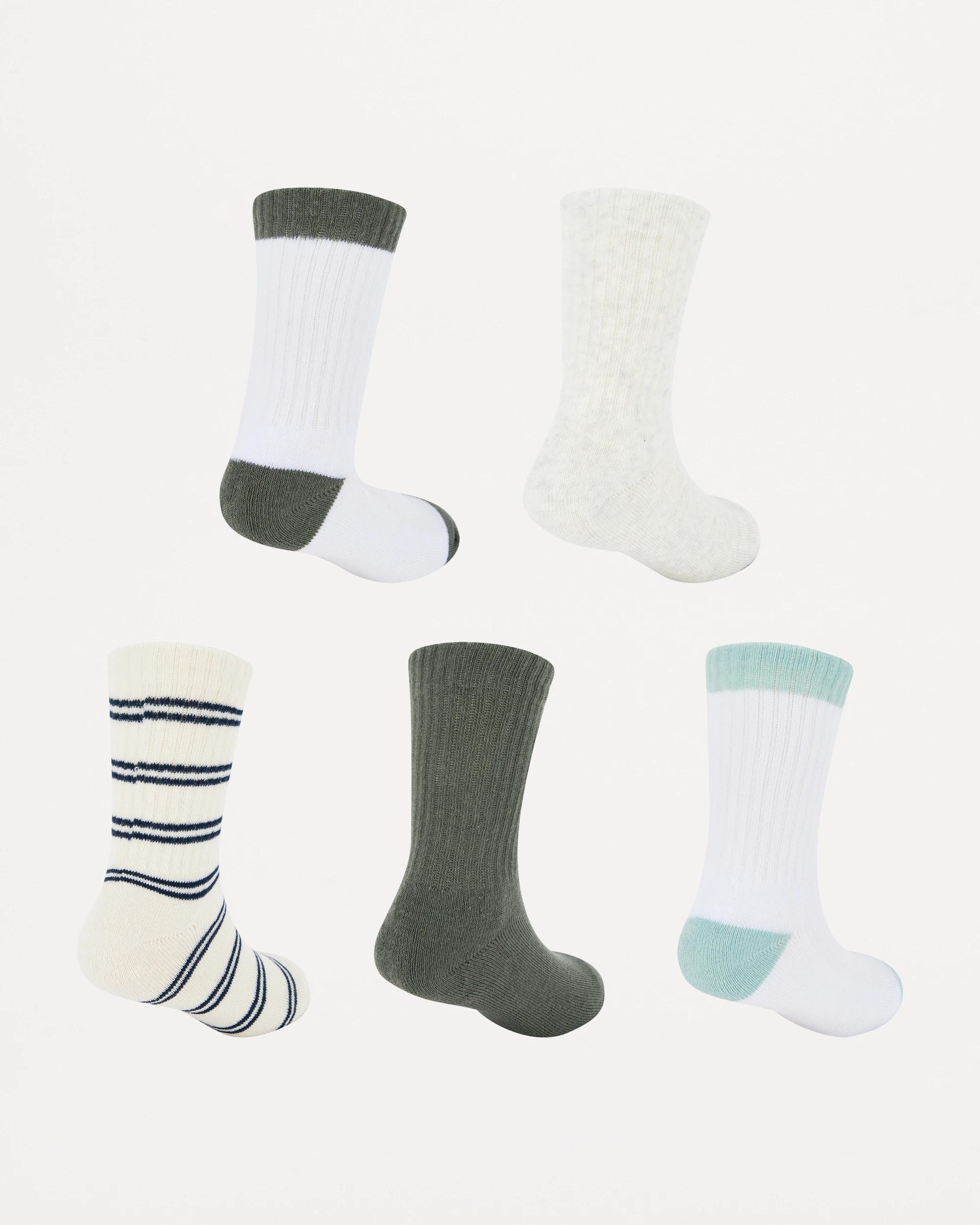 2 5 Pack Crew Socks Wht Dino, 2 of 3