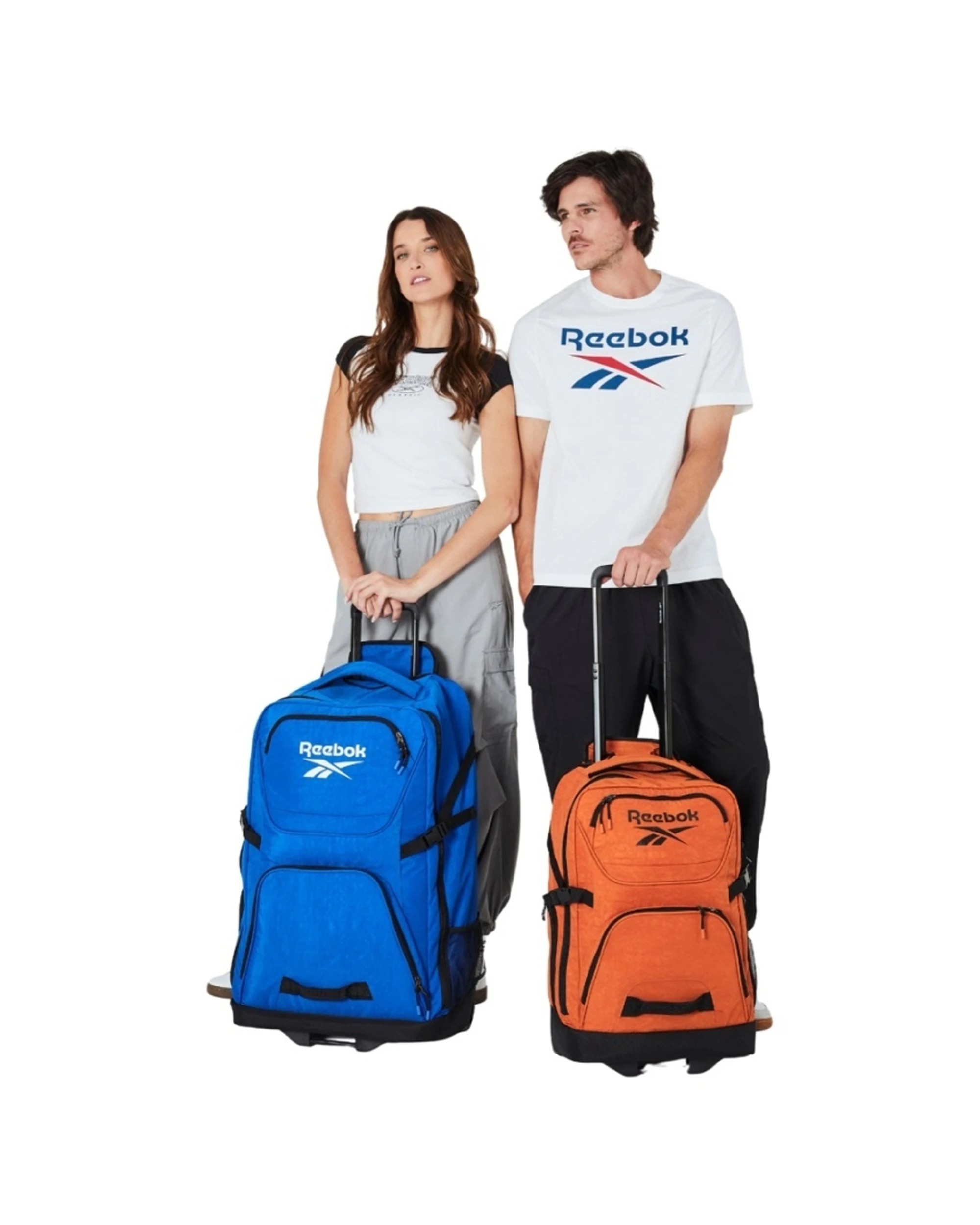 7 Reebok 45L Trekker Lightweight Crushed Nylon Trolley Bag Rolling Ball Bearing Wheels - Orange, 7 of 7