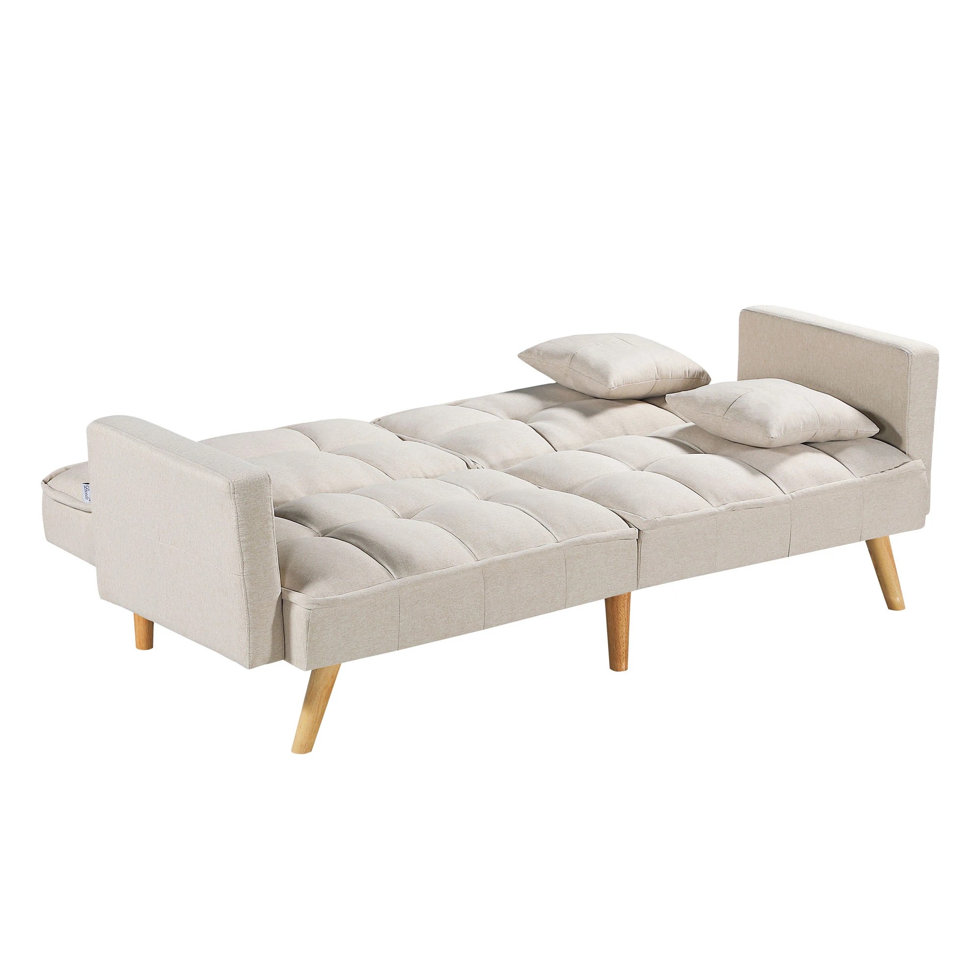 4 Levede Sofa Bed Futon Convertible Fabric Lounge Couch 3 Seater Recliner - Beige - Beige, 4 of 9