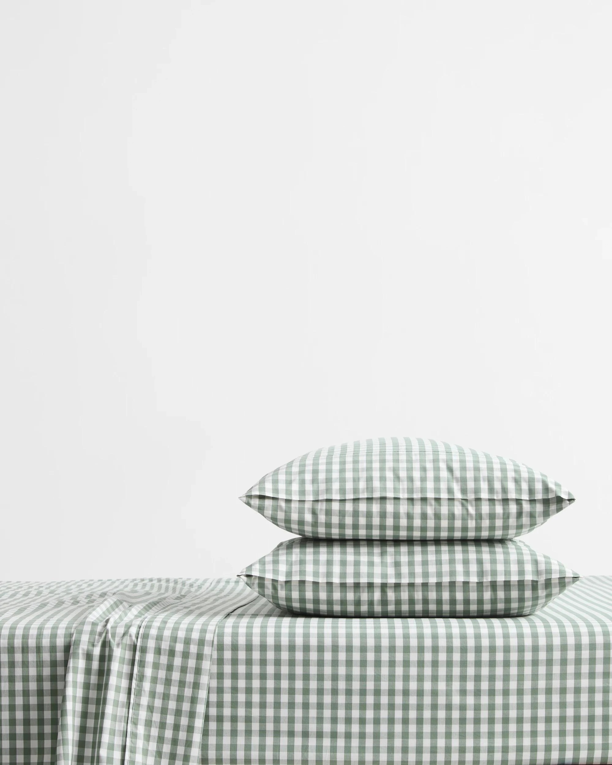 1 Target Gingham Australian Cotton Mix & Match Fitted Sheet - Queen Bed - Green, 1 of 3