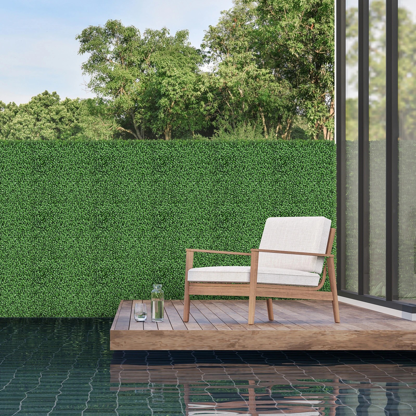 2 Costway 12PCS 50x50cm Artificial Grass Wall Panels Indoor Outdoor Faux Boxwood Decoration, 2 of 4