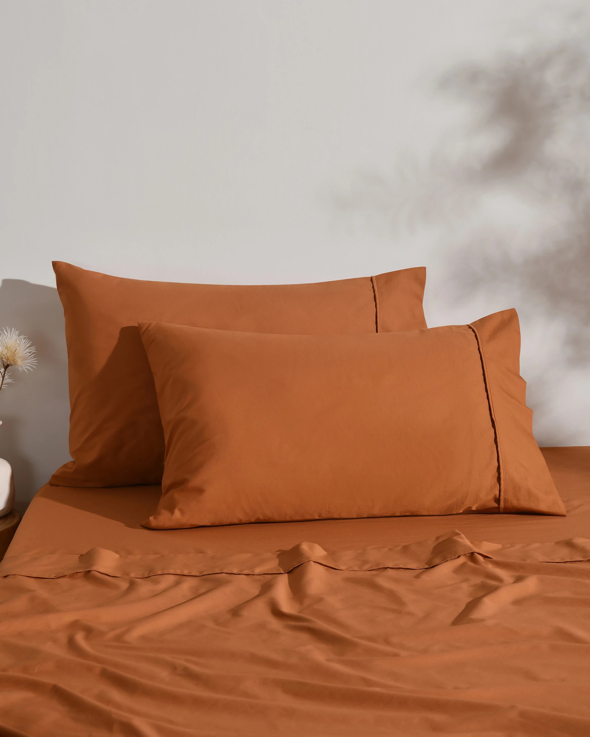 3 Dreamaker 250TC Cotton & Recycled Polyester Blend Sheet Set - King Bed - Rust, 3 of 7