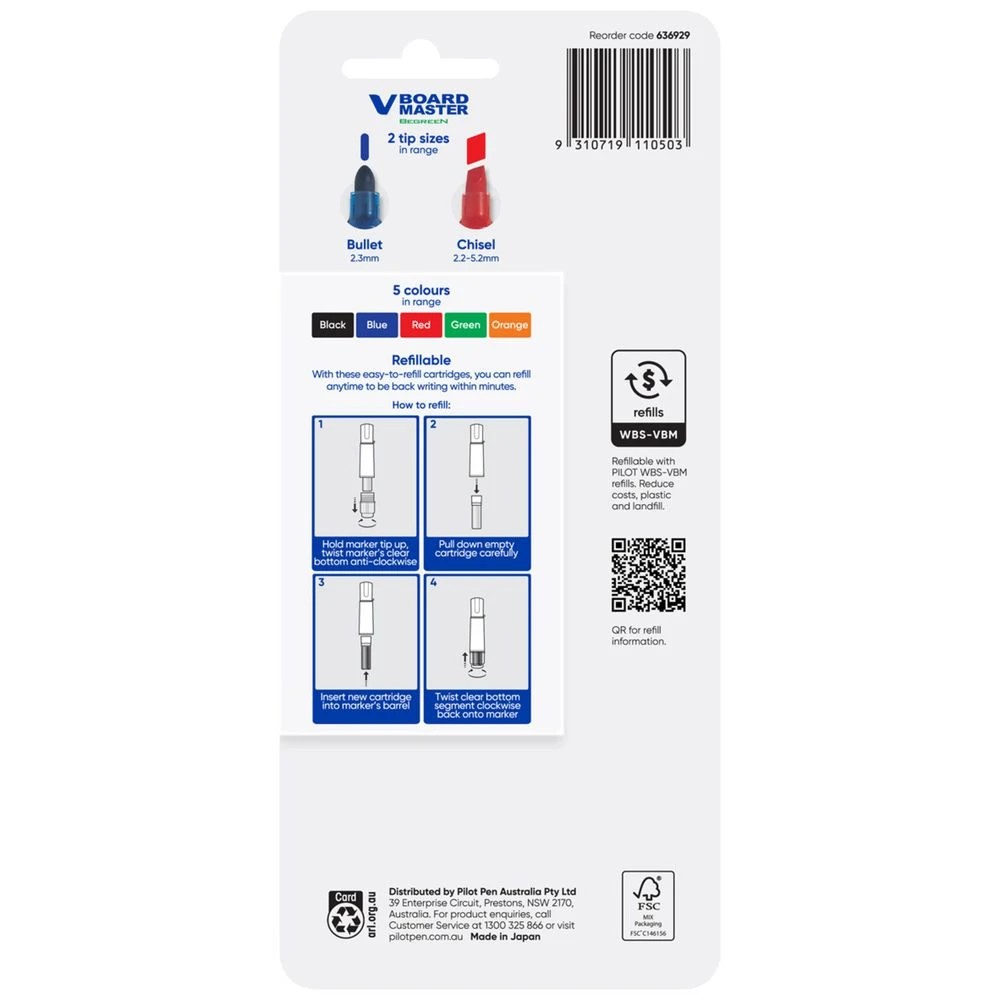 2 PILOT V Board Master Whiteboard Marker Refills Black 5Pk, 2 of 7