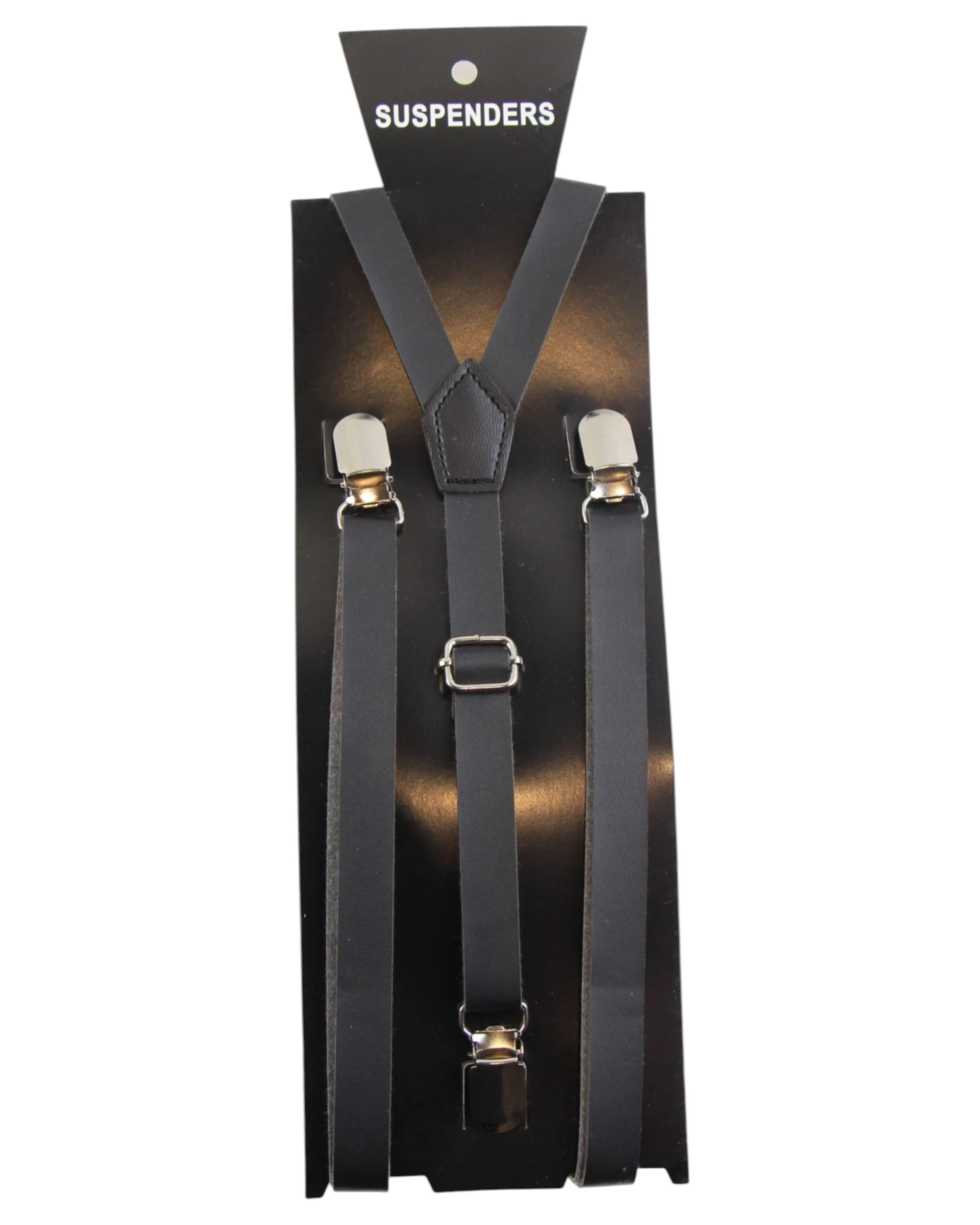 1 Zasel Boys Adjustable Faux Leather Thin Suspenders - Black, 1 of 2