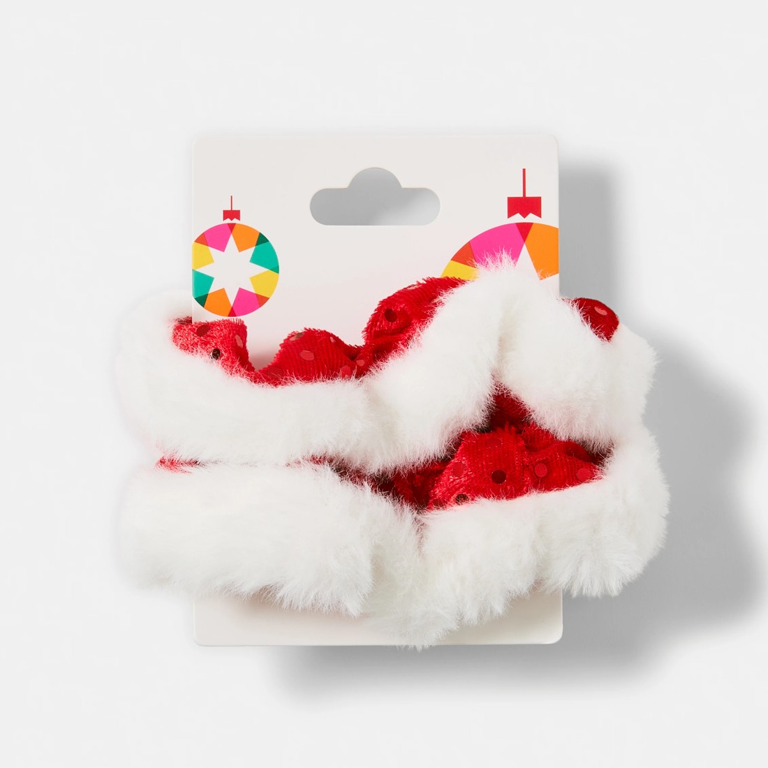 5 2 Pack Christmas Hair Scrunchies - Red and White, 5 of 5