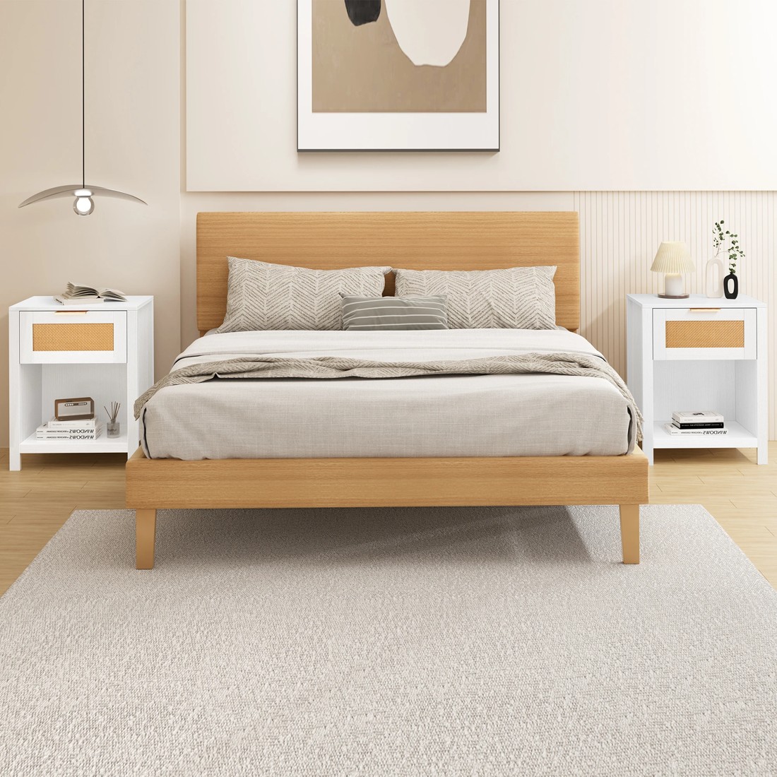 3 Alfordson Bedside Table Nightstand Side End 1 Drawer Storage Shelf - White, 3 of 10