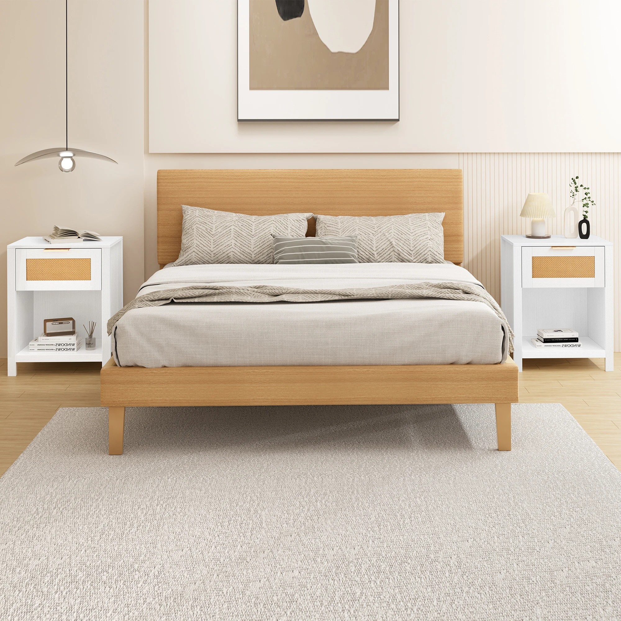 3 Alfordson Bedside Table Nightstand Side End 1 Drawer Storage Shelf - White, 3 of 10