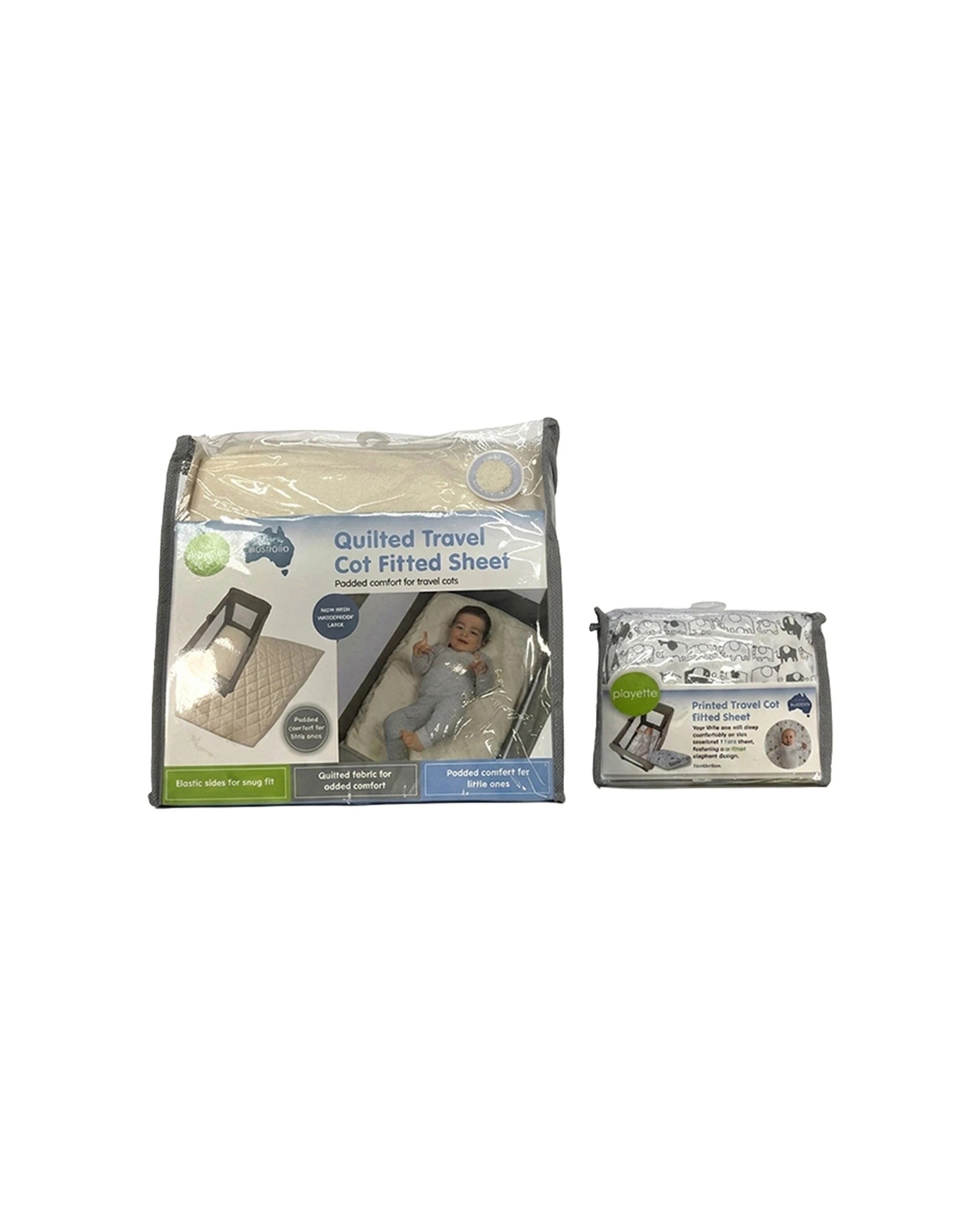 1 Playette Travel Cot Essentials Bundle - Beige, 1 of 3