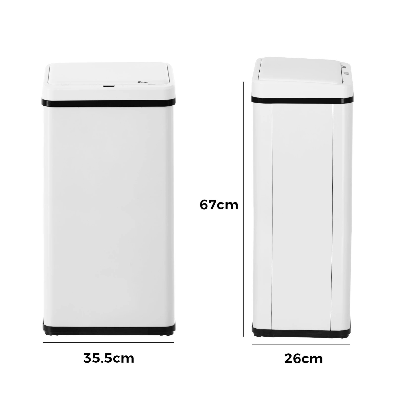 2 Oikiture 50L Motion Sensor Bin Automatic Rubbish Trash Can - White, 2 of 7
