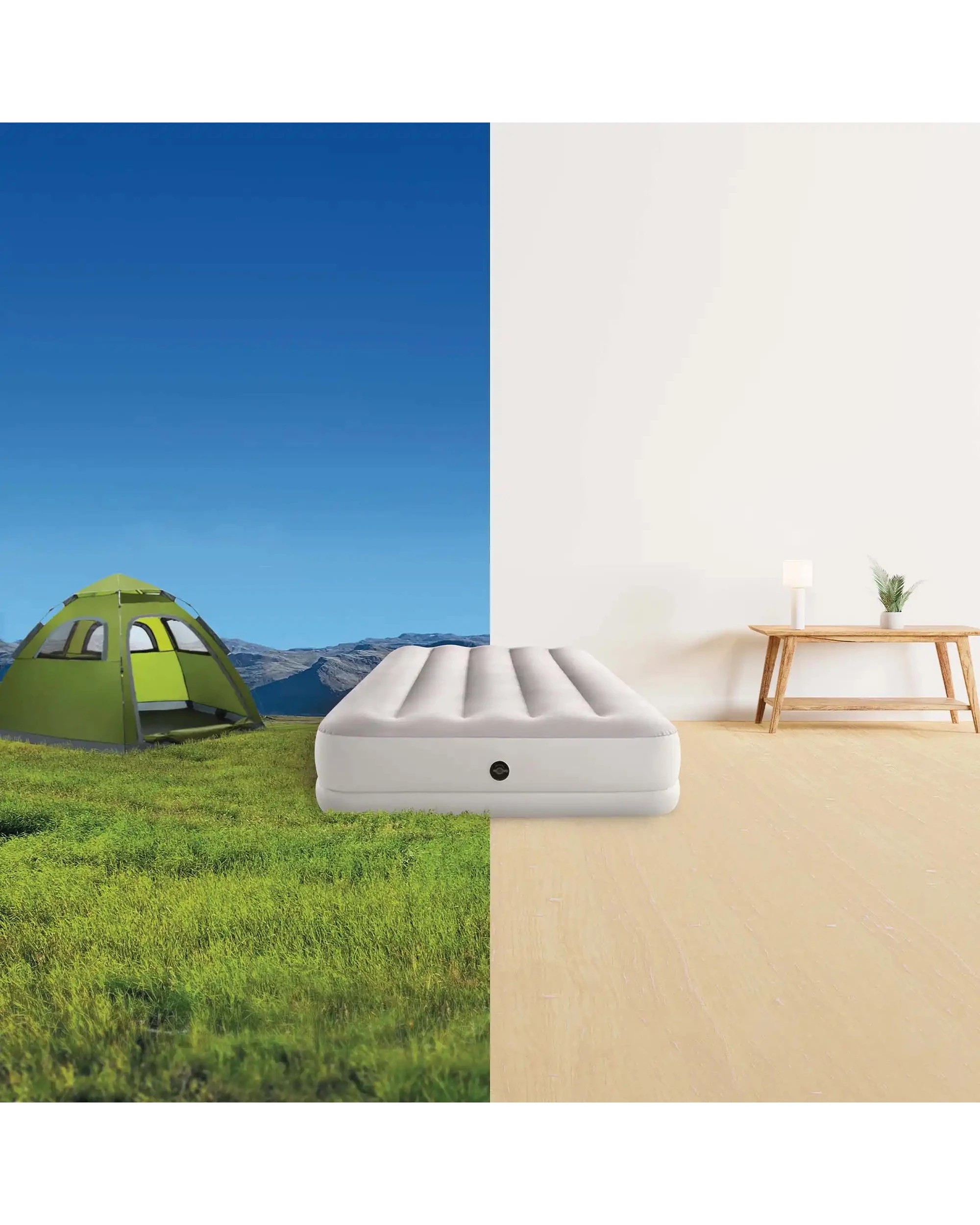 10 Intex Cream Twin Dura-Beam Prestige Mid Rise Airbed Mattress with USB Pump - Beige, 10 of 10