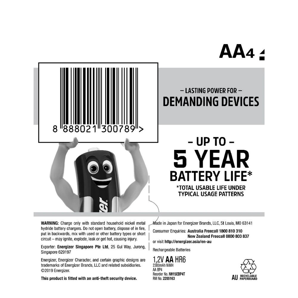 3 Energizer Rechargeable AA Batteries 4 Pack, 3 of 3