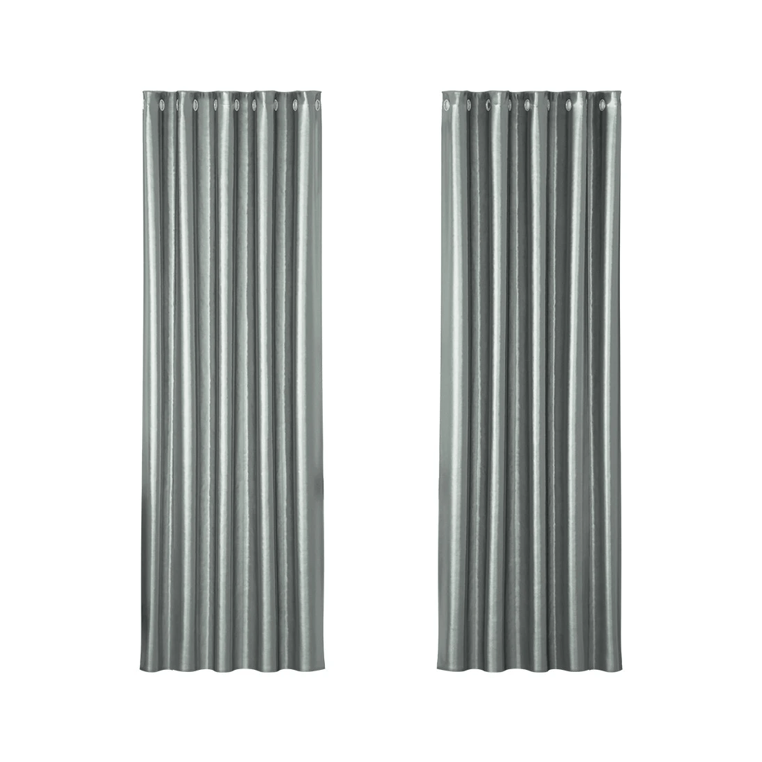 1 Artiss 2X Blockout Curtains Eyelet 180x213cm Shine - Grey, 1 of 6