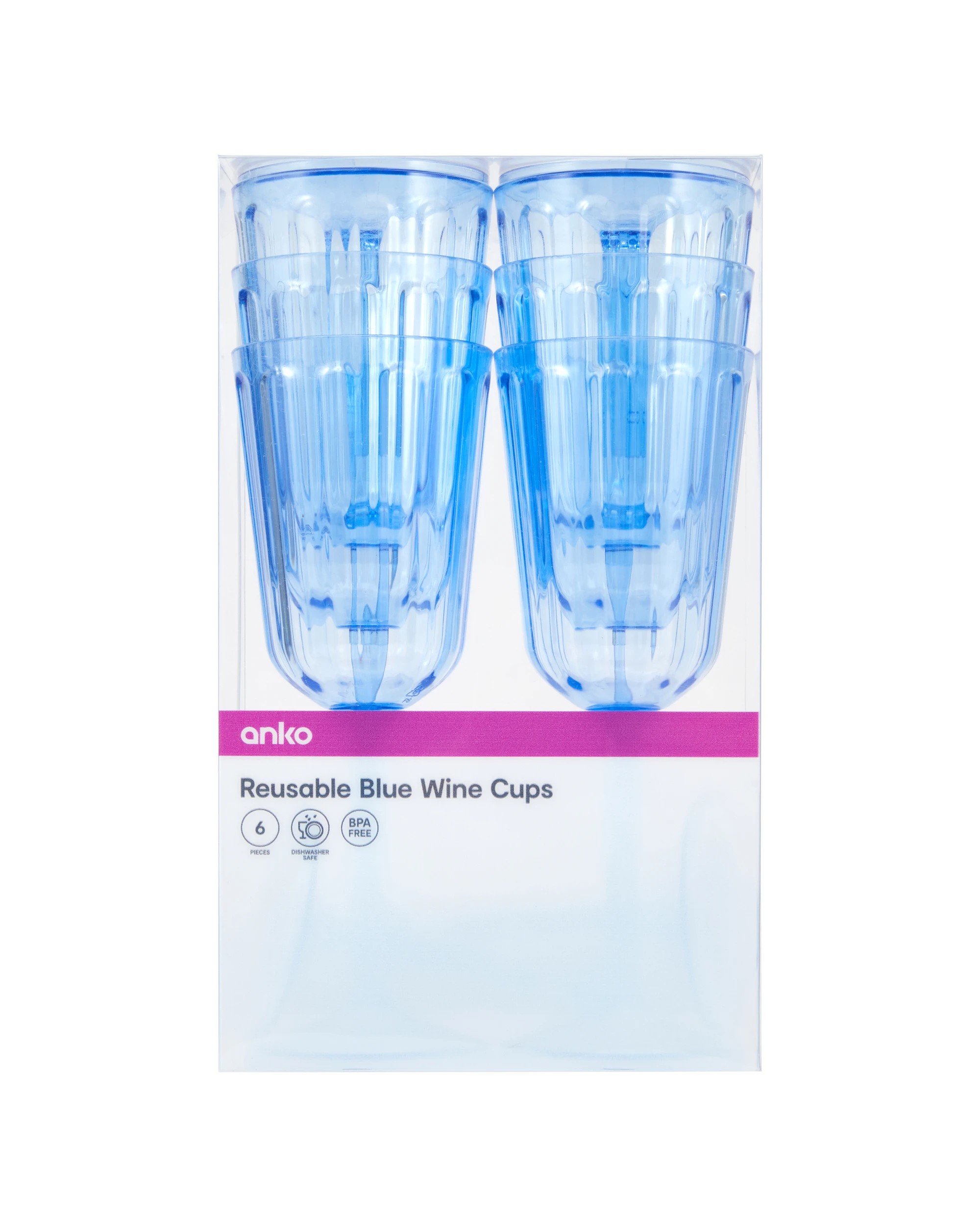5 6 Reusable Blue Wine Cups, 5 of 5