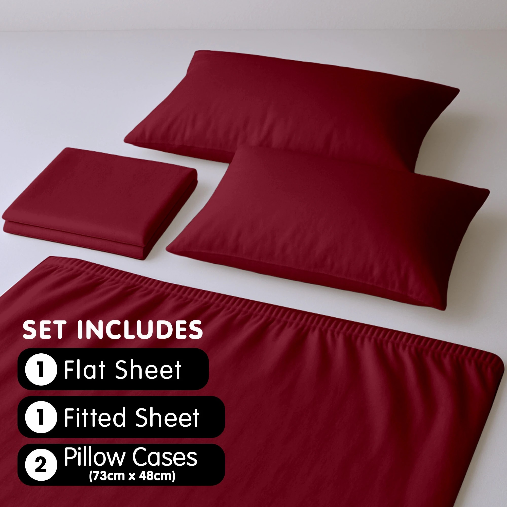 7 4pc 1000 Thread Count Cotton Rich Sheet Gift Pack Cvc Microfibre Blend In Burgundy
 - King Bed, 7 of 10