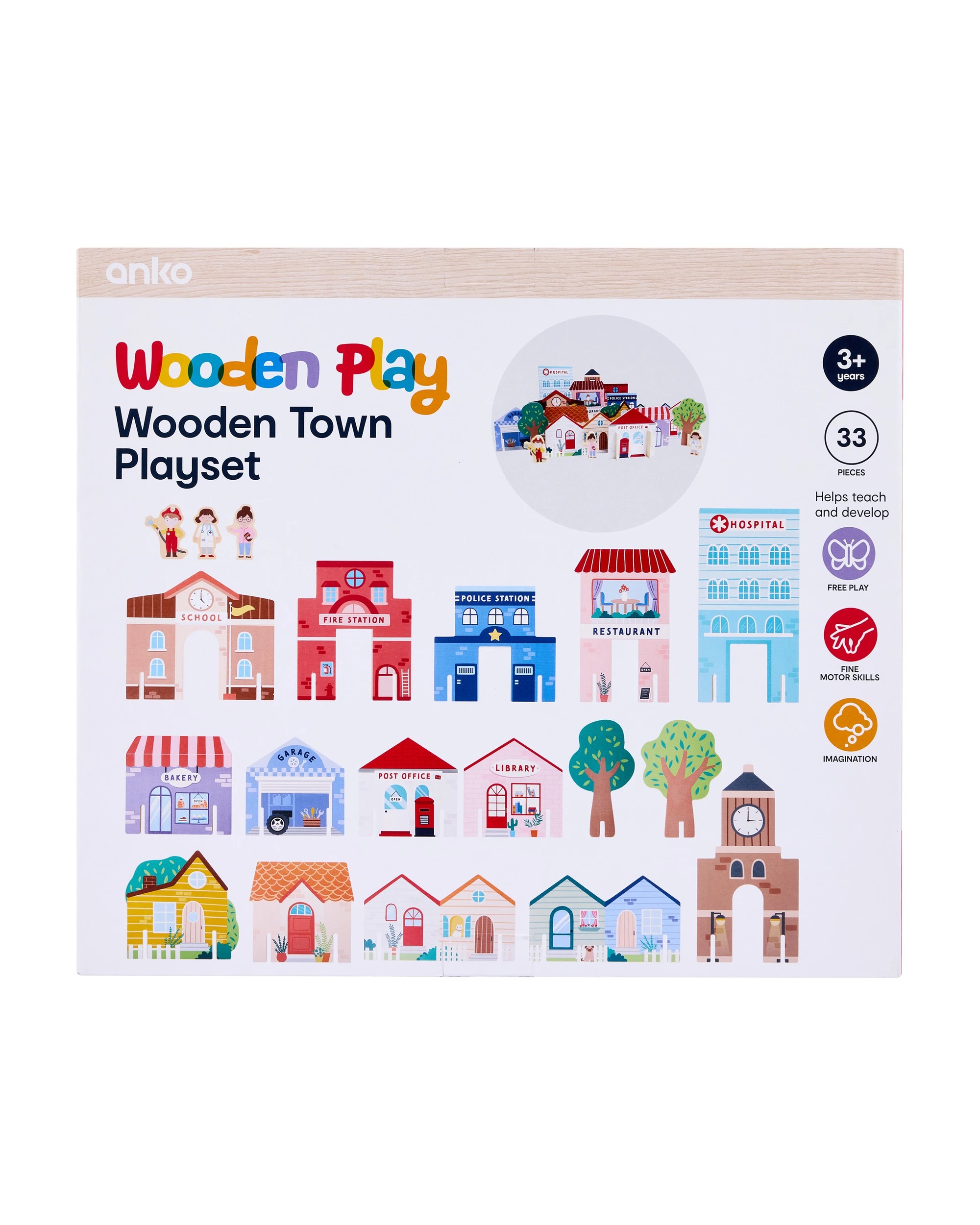 7 33 Piece Wooden Town Playset, 7 of 7