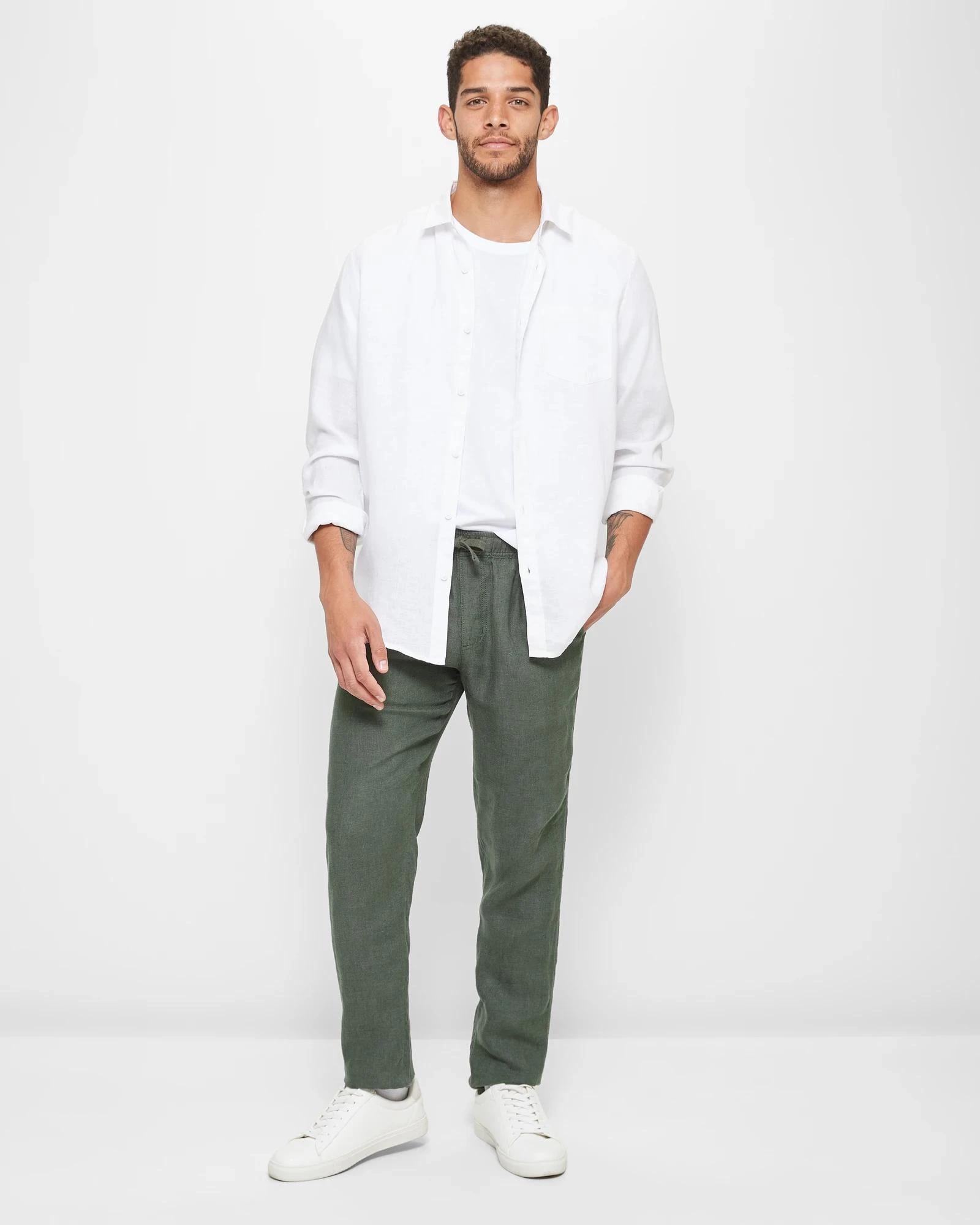 2 Target European Linen Pants GREEN, 2 of 6