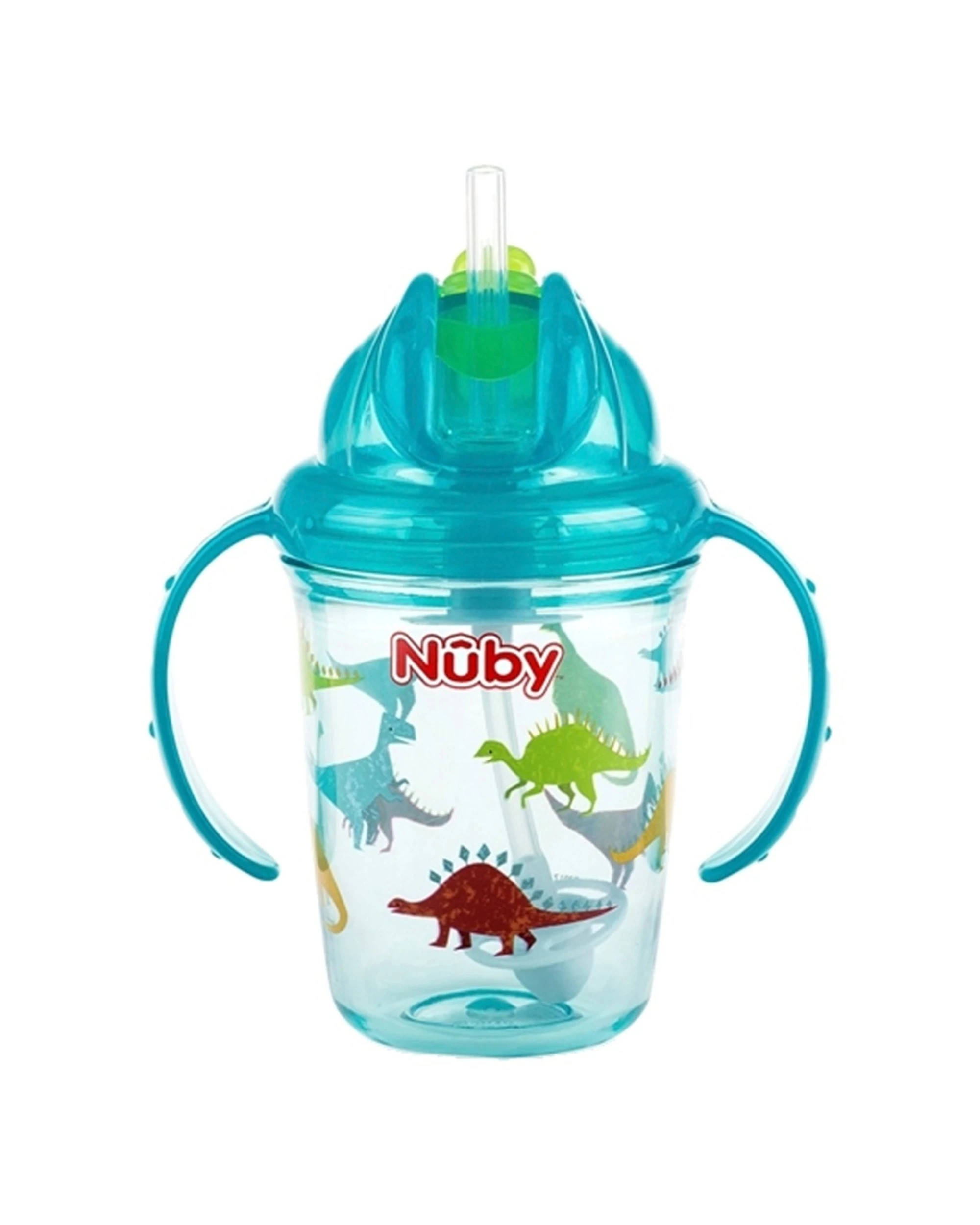 1 Nuby Printed Flip It Cup No Spill Silicone Straw Hygienic Flip It Baby 240ml - Multi, 1 of 1