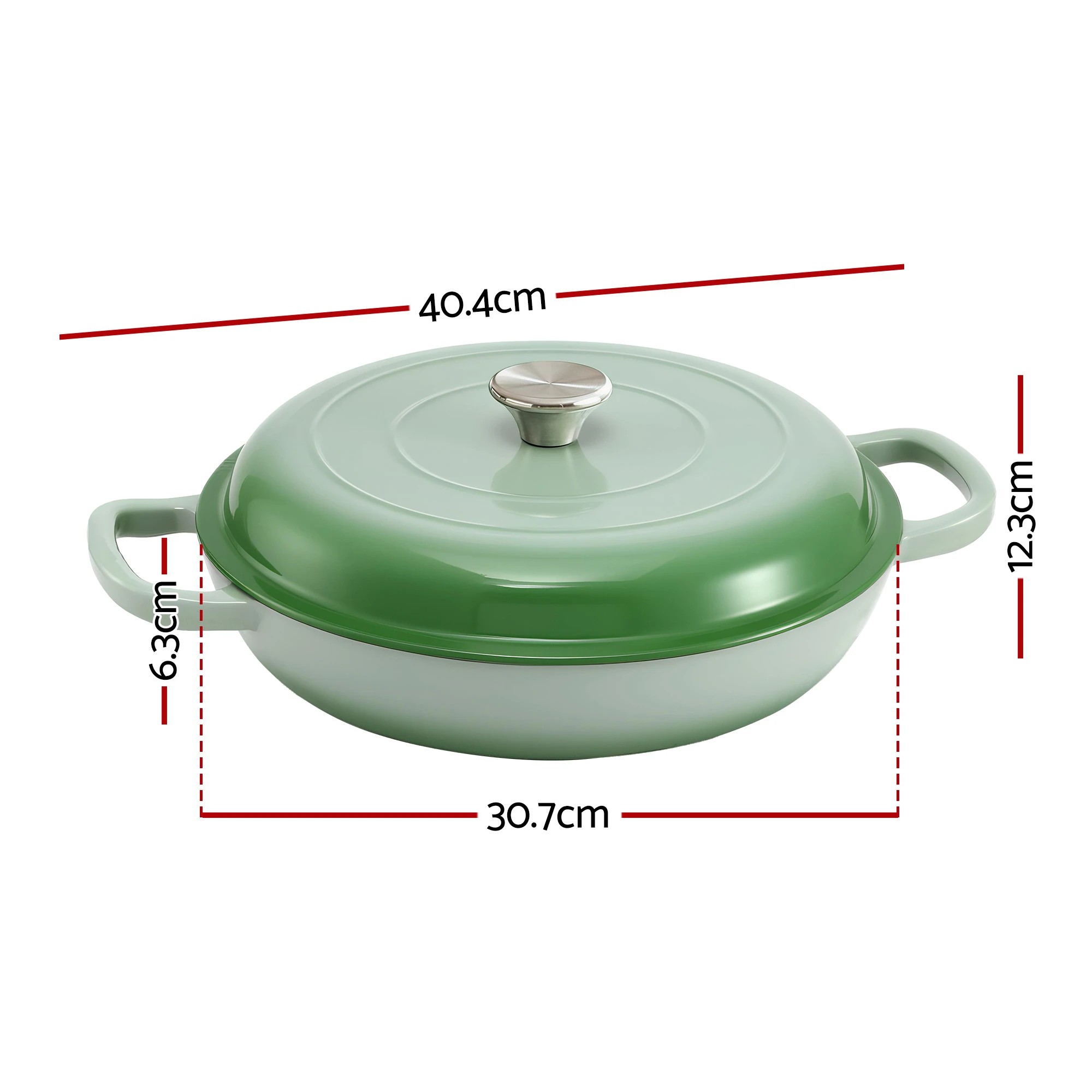 2 5-Star Chef 3.3L Enameled Cast Iron Dutch Oven Pot with Lid Easy-to-Clean Cooking Pot - Green, 2 of 9
