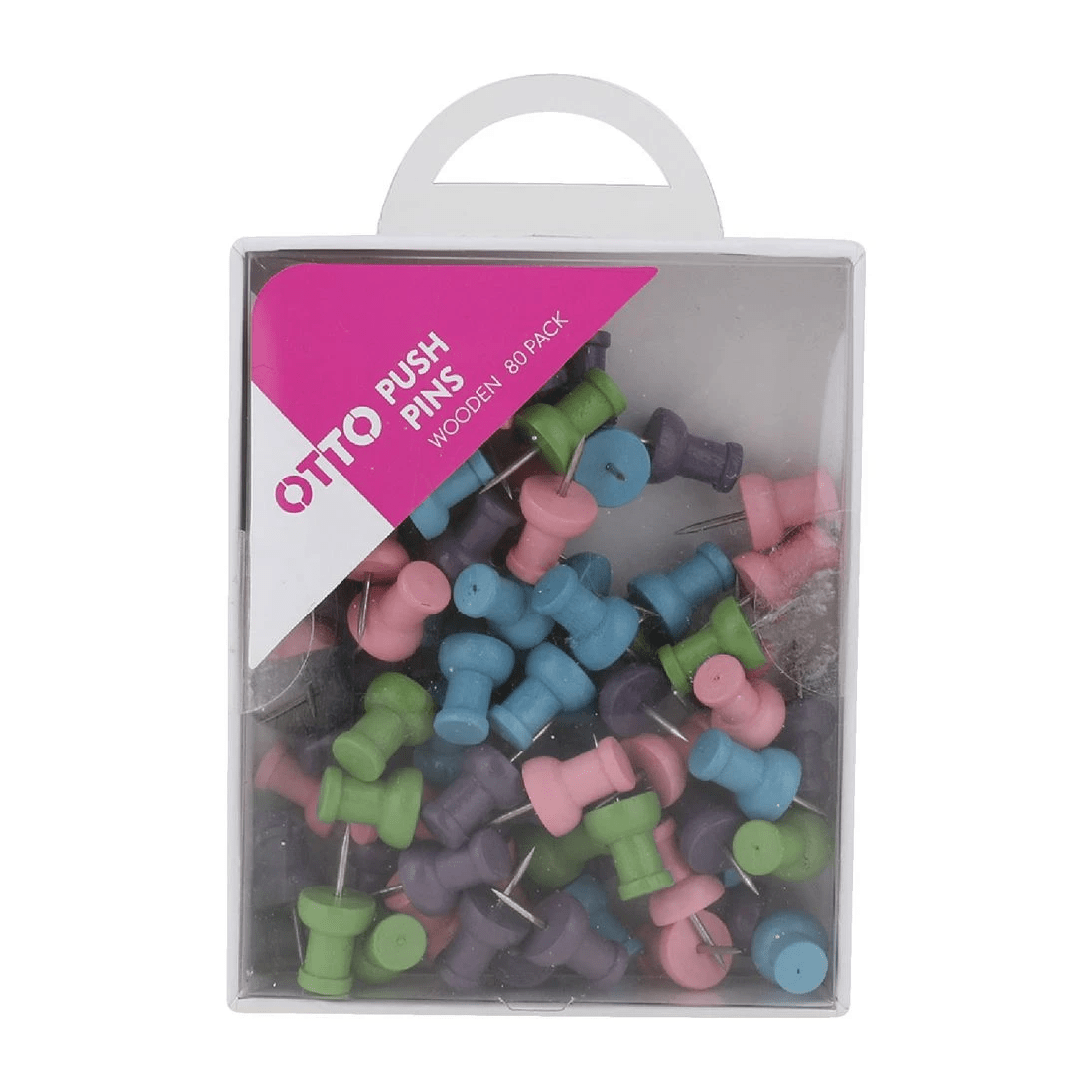 2 Otto Wooden Pushpin Round 80 Pack Pastel, 2 of 2