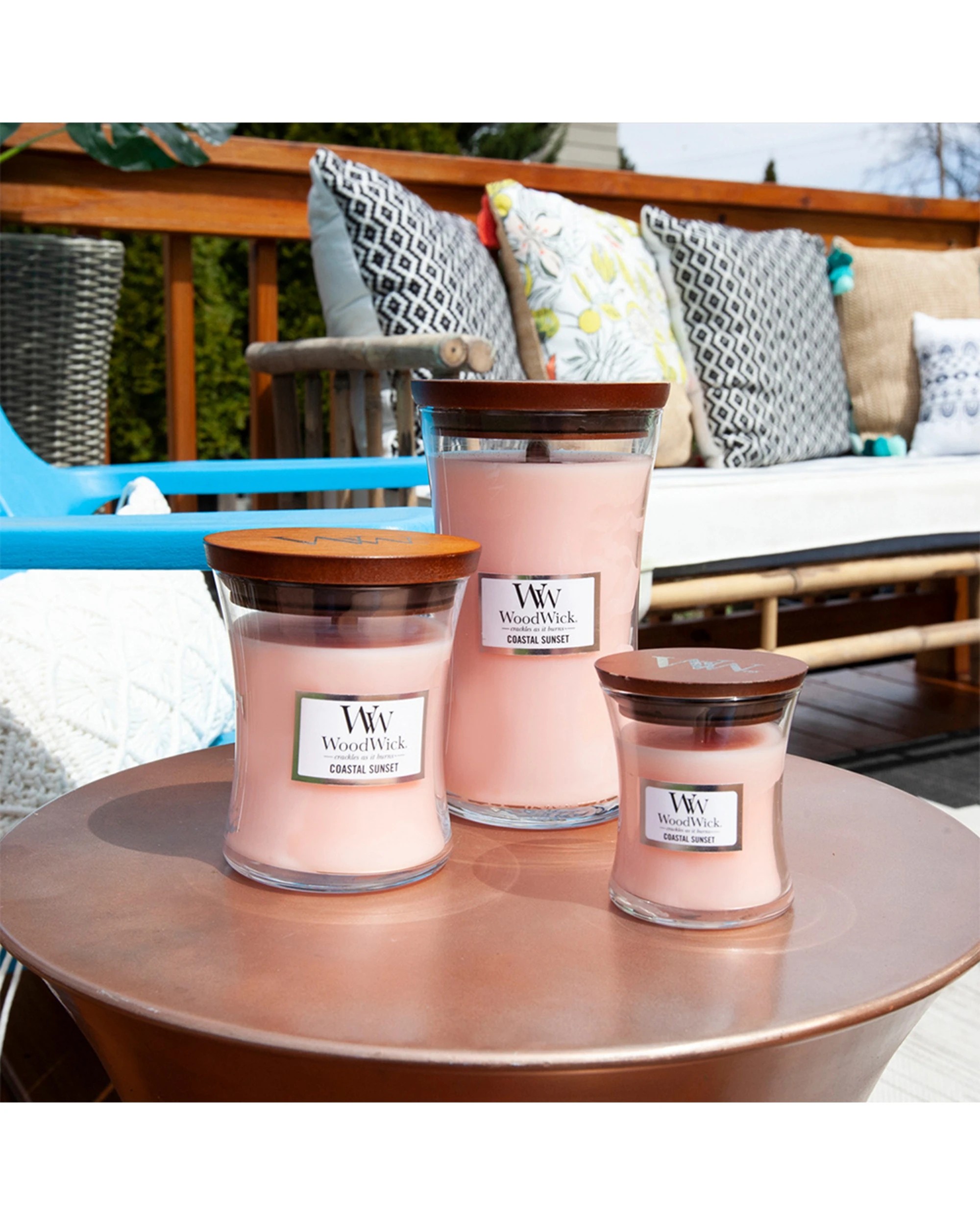 4 Woodwick Scented Soy Wax Candle Coastal Sunset Scented Home Fragrance Medium - Pink, 4 of 4