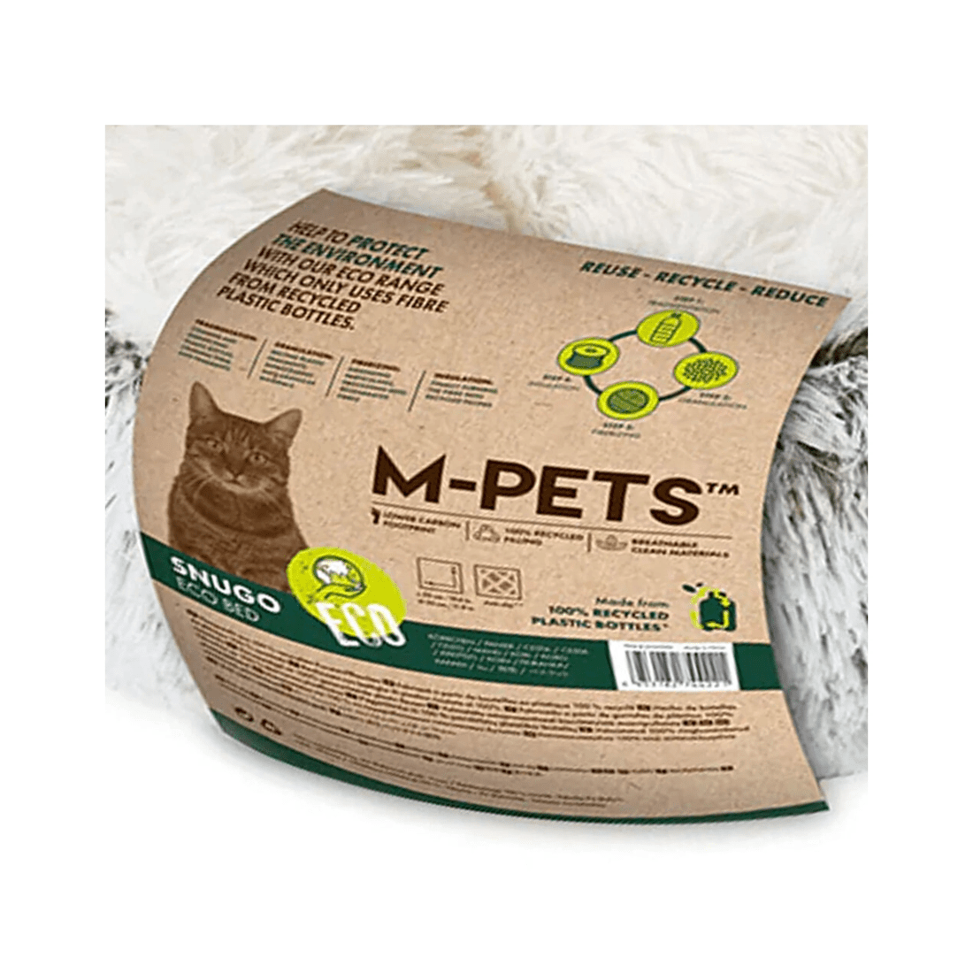 3 M-pets Snugo Eco Cat Fleece Hooded Calming Sleeping Bed 50x30cm - Grey, 3 of 3