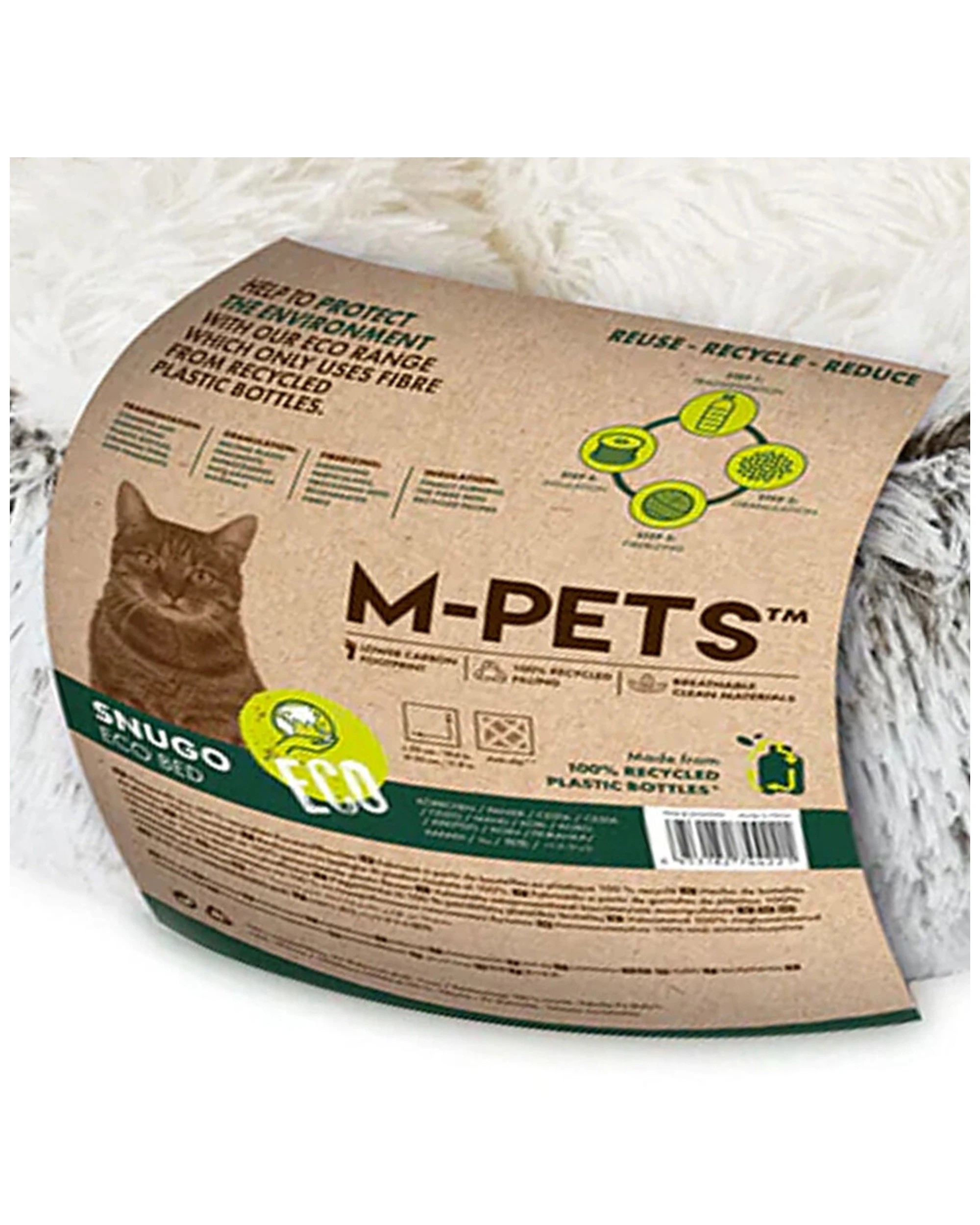 3 M-pets Snugo Eco Cat Fleece Hooded Calming Sleeping Bed 50x30cm - Grey, 3 of 3